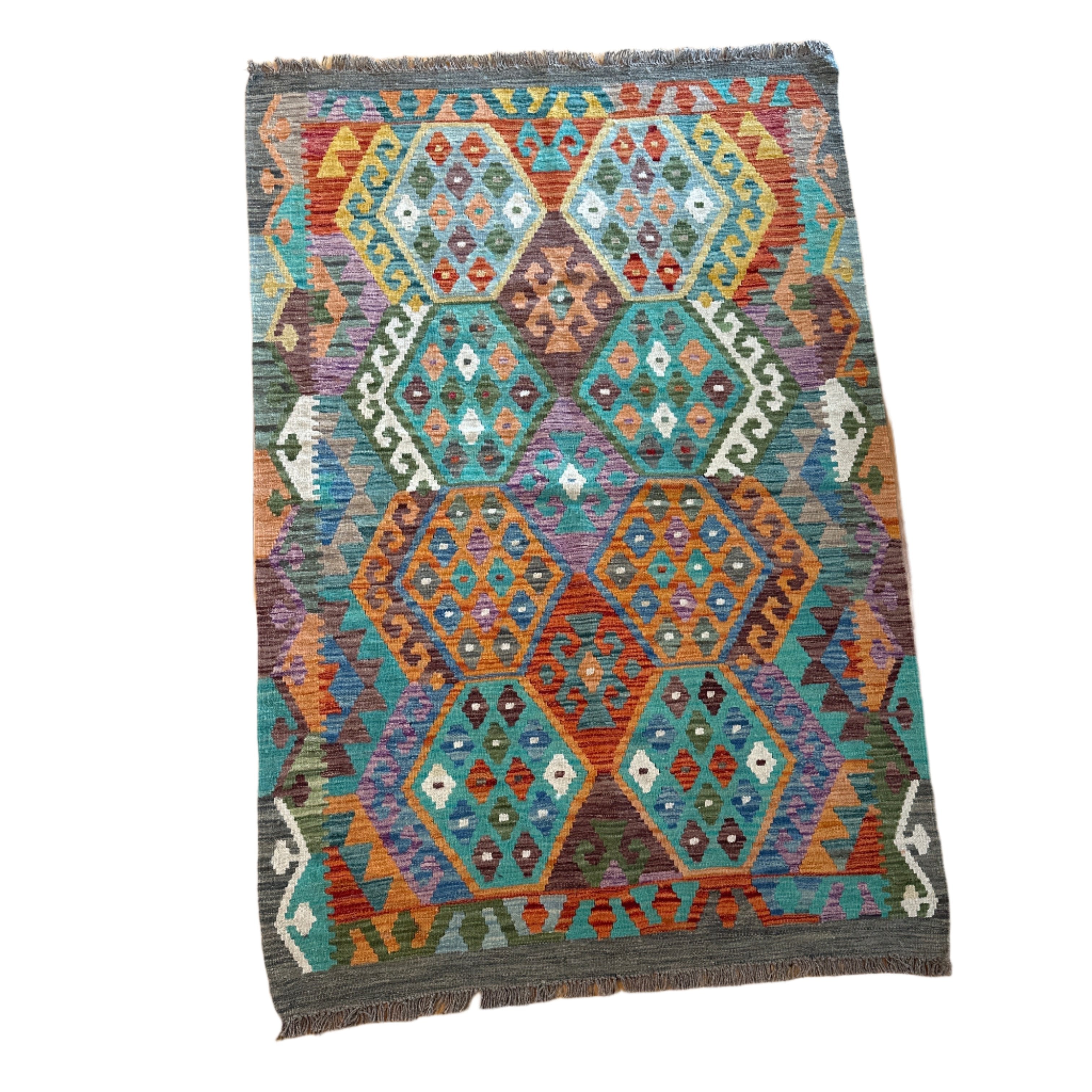 Handwoven Wool Kilim Rug Afghanistan (4'x6') - 025