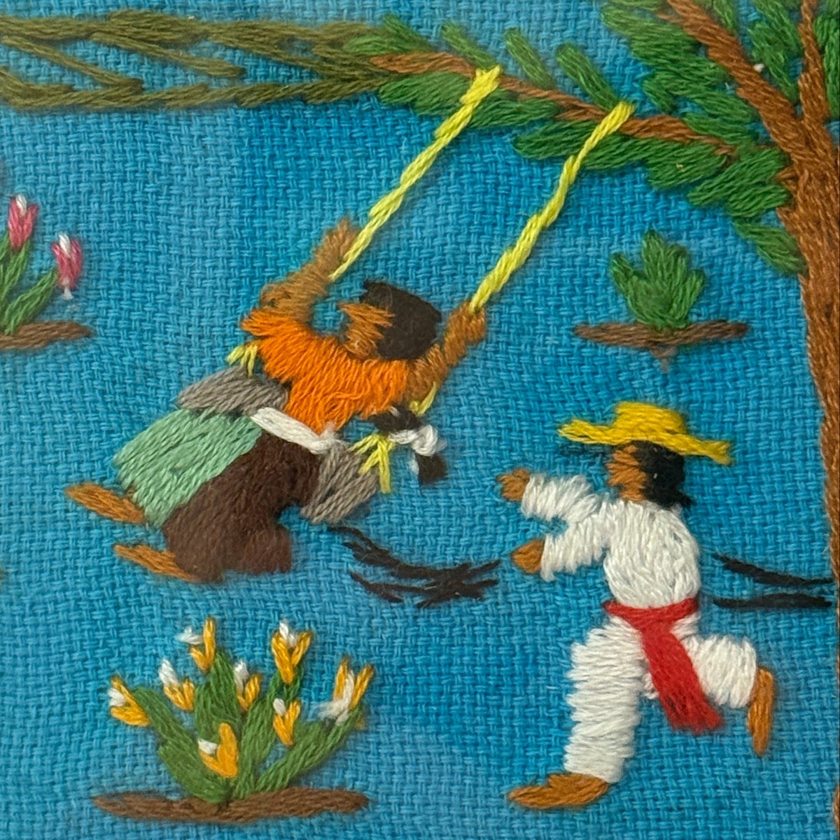 Embroidered Kids Playing Frame Mexico