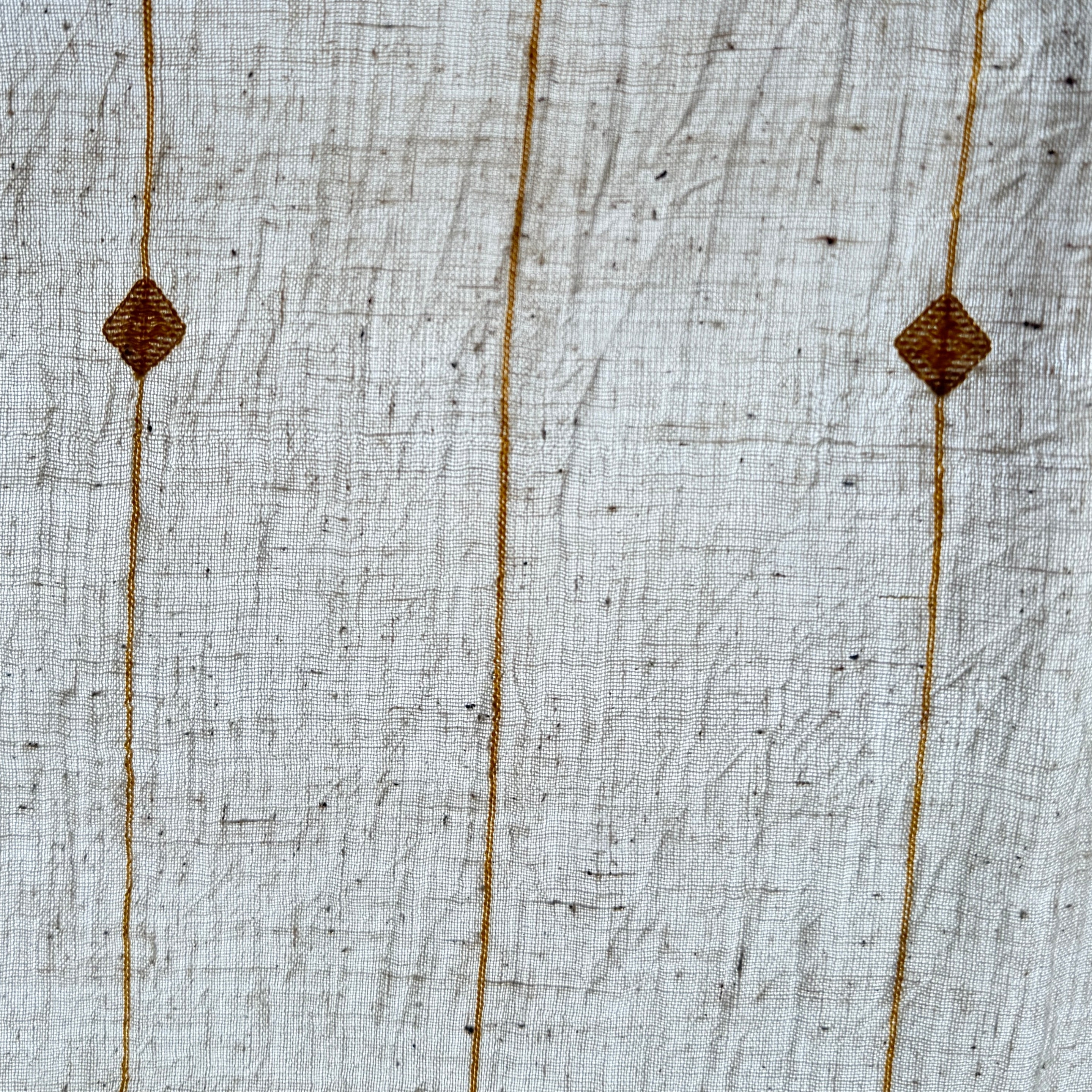 Handwoven Organic Cotton With Inlay Cafe Curtain White/Gold India