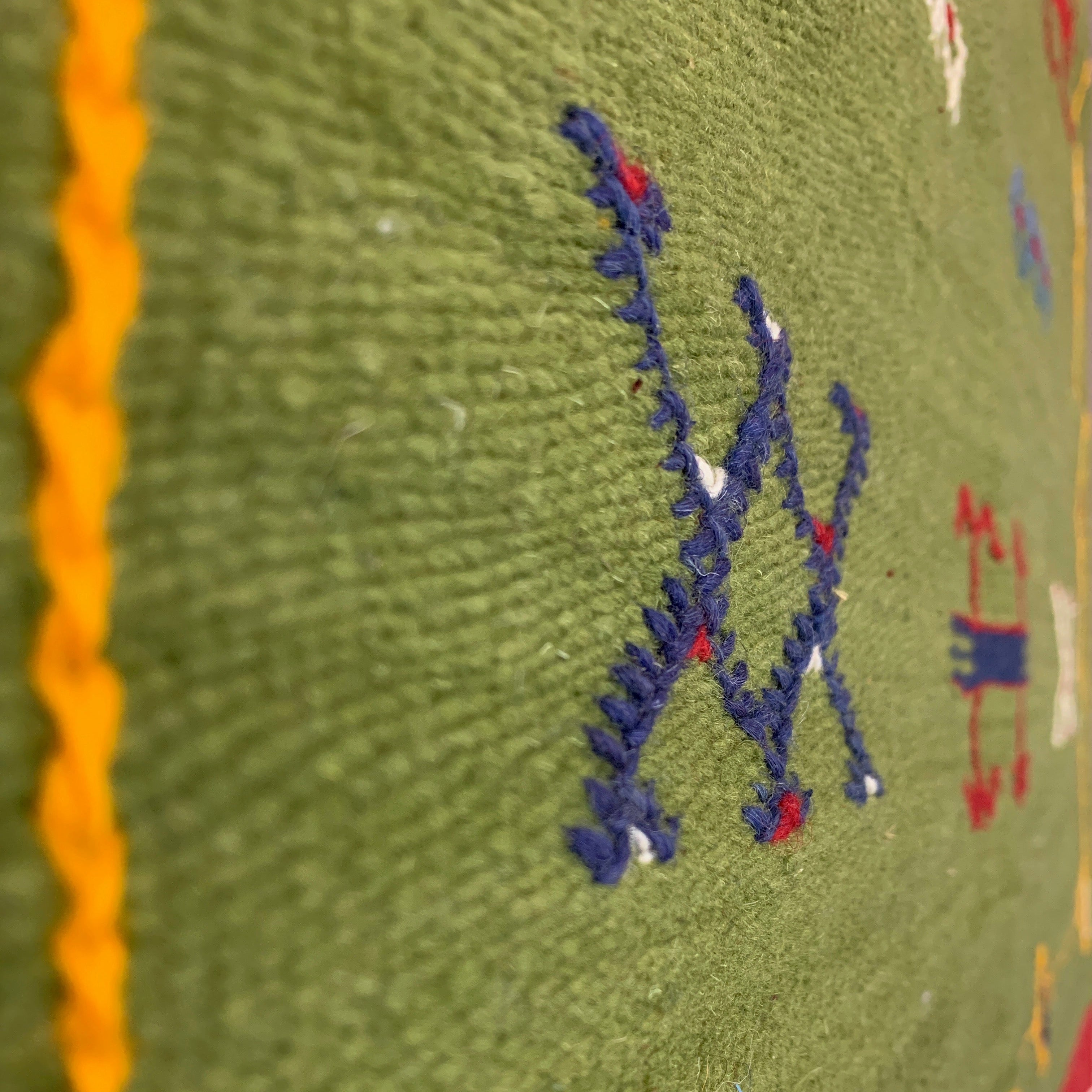 Handwoven Small Akhnif Green Wool Rug