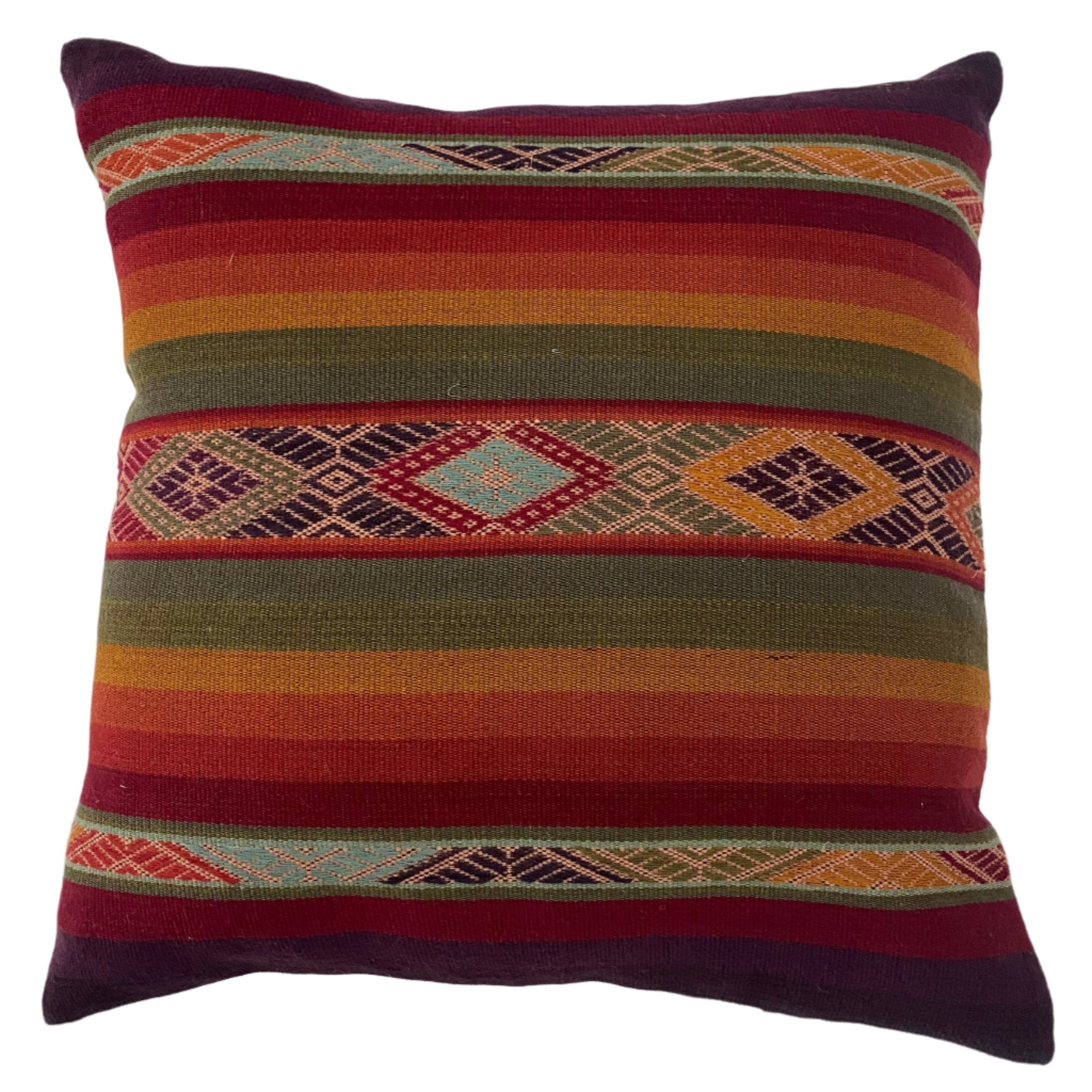 Handwoven Wool Natural Dyed Pillow Peru (19x19) - Multicolor