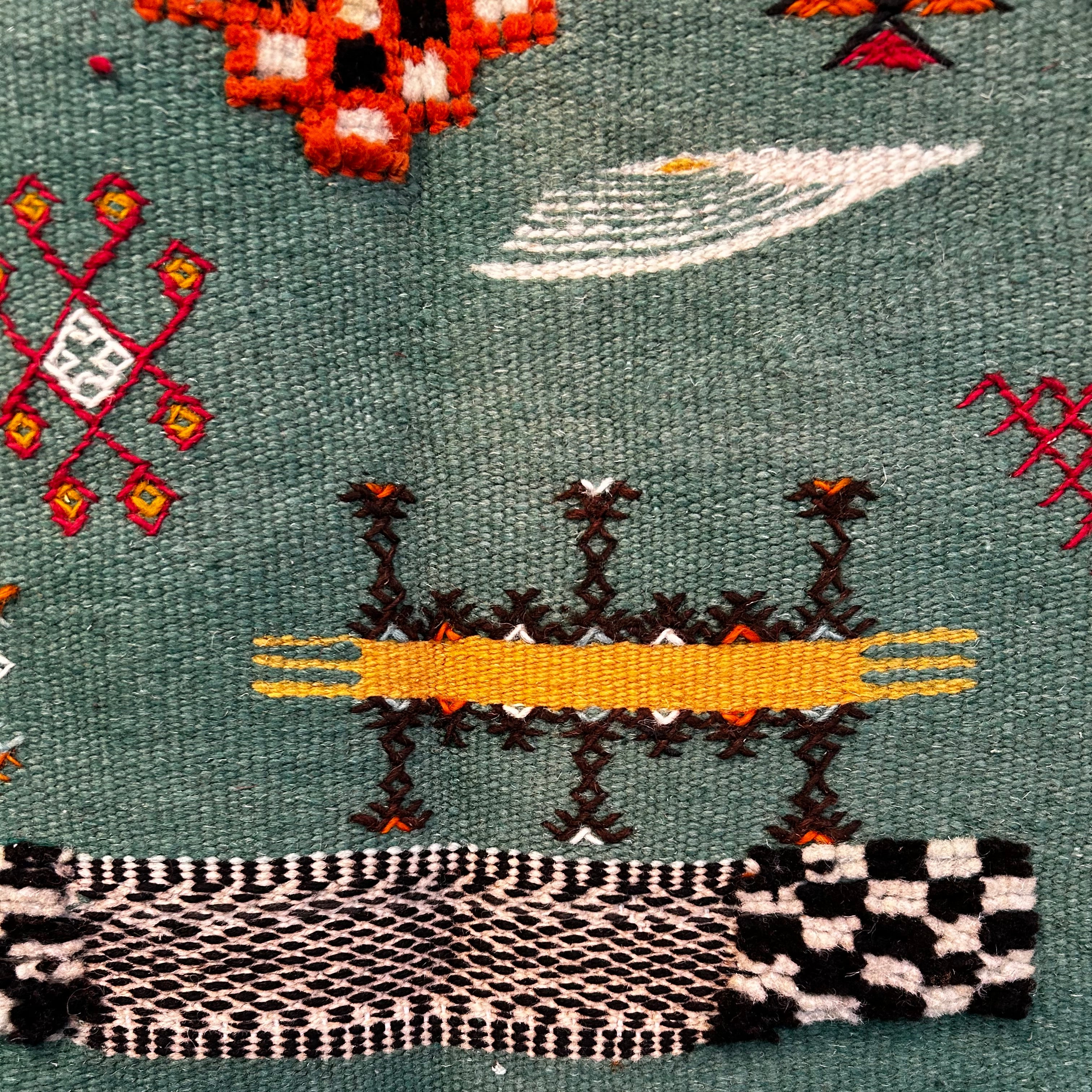 Handwoven Akhnif Knotted Green Wool Rug (4x7)