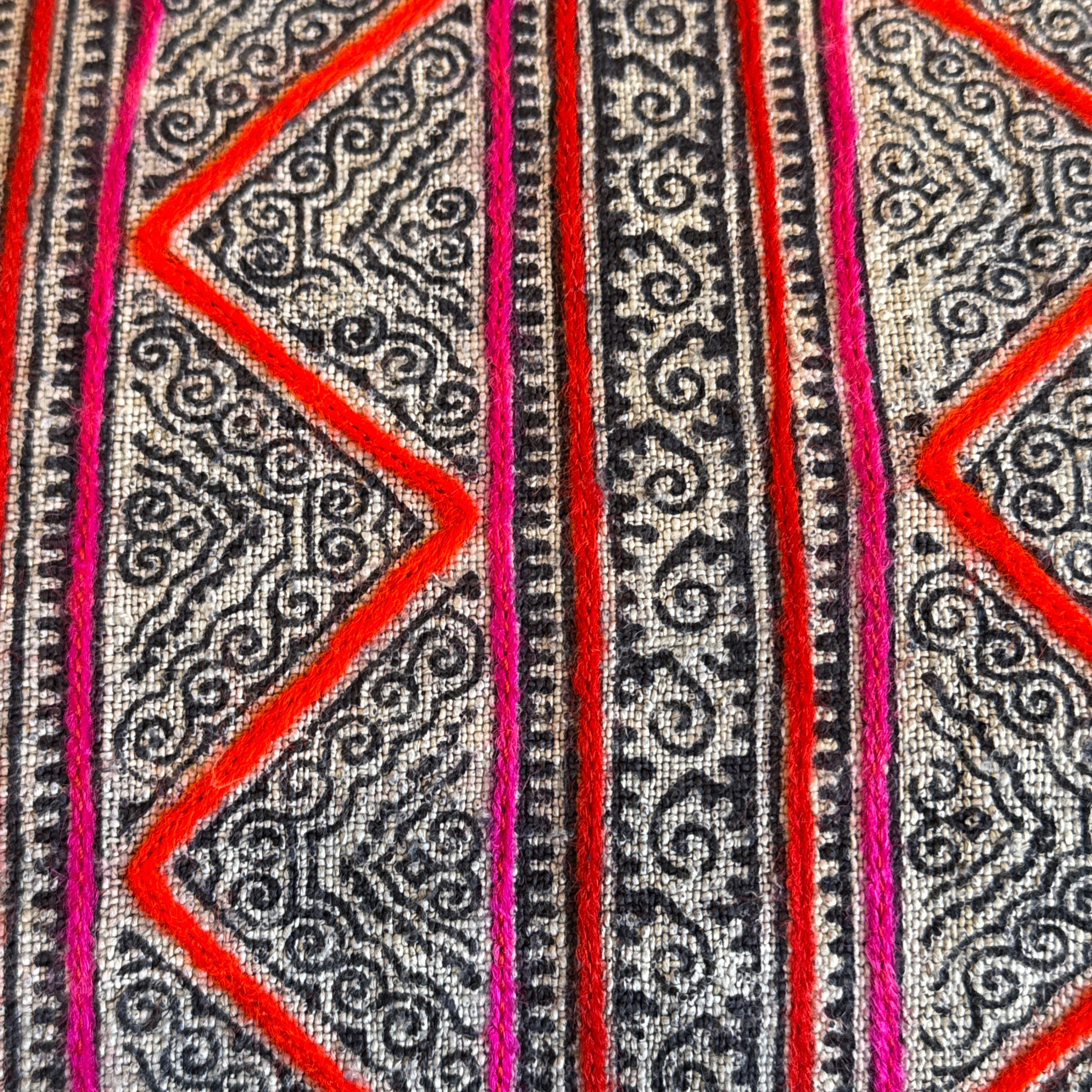 Handwoven Hemp Vintage Batik Indigo Pillow Thailand - B