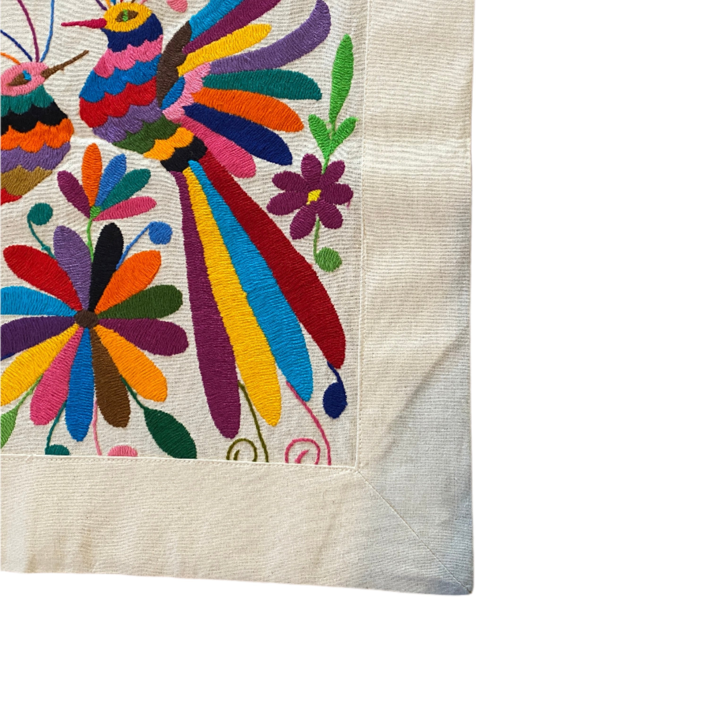 Otomi Hand Embroidered Colorful Table Runner Mexico