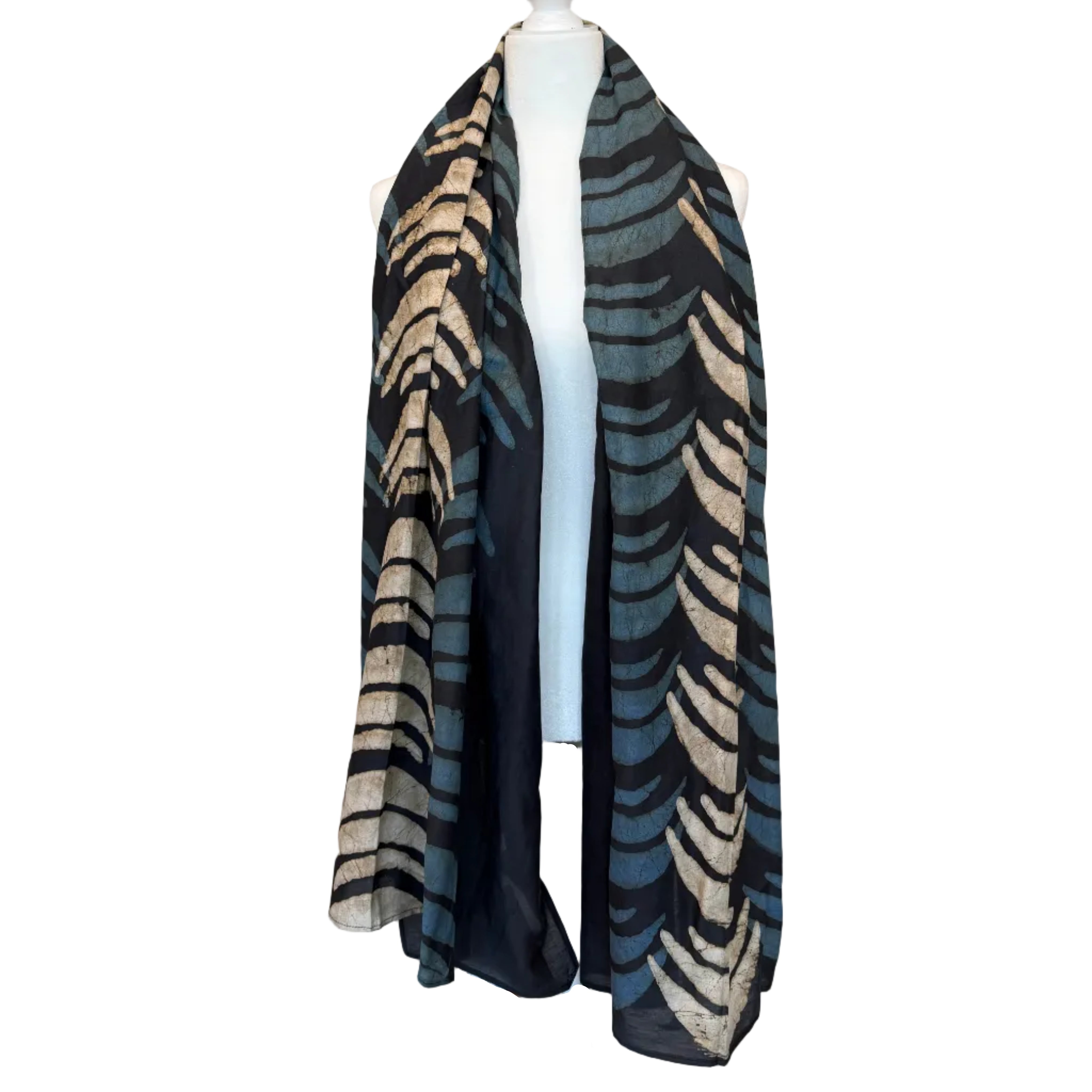 Hand Block Printed Moon Silk & Cotton Scarf India