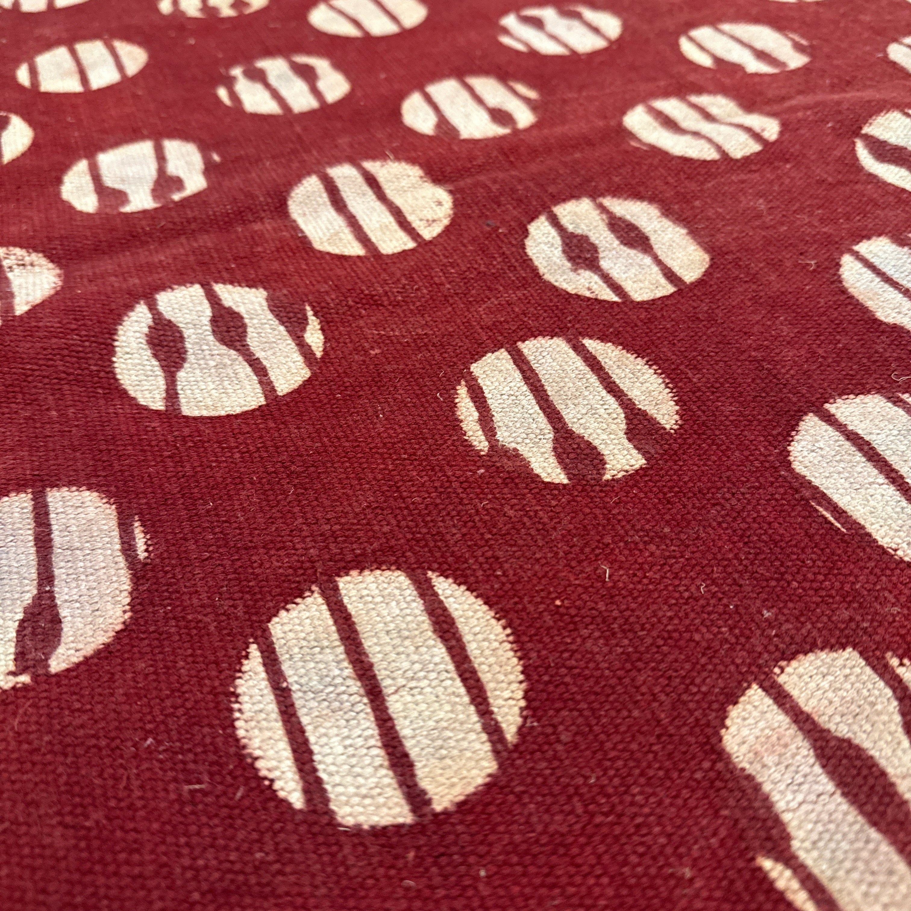 Handmade Block Printed Red Canvas Rug India 2.5x6