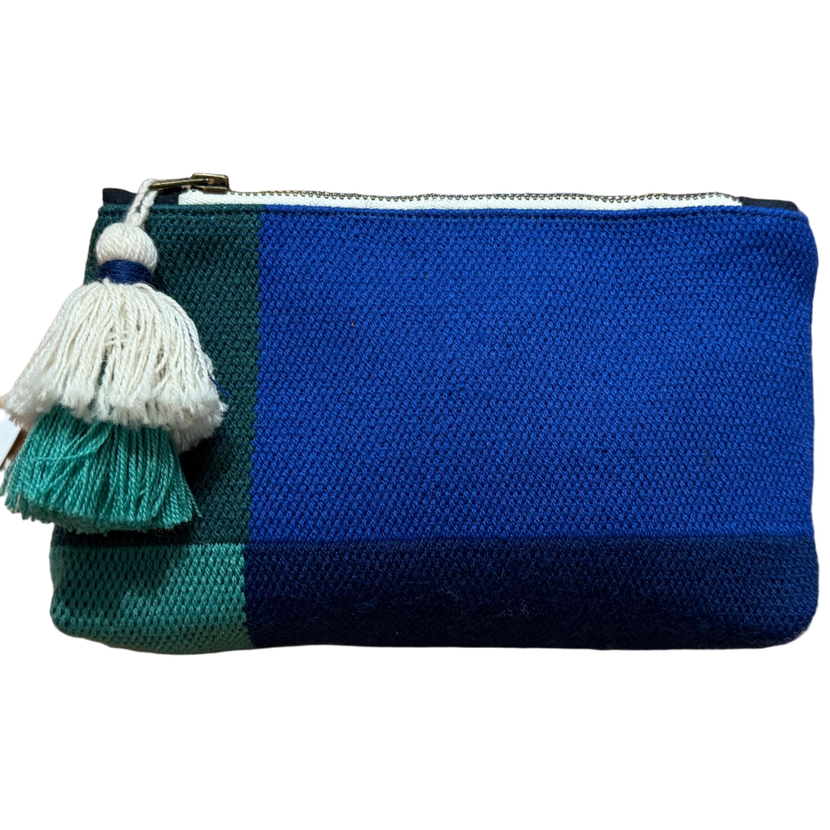Handmade Woven Leather Blue Cosmetic Bag Peru