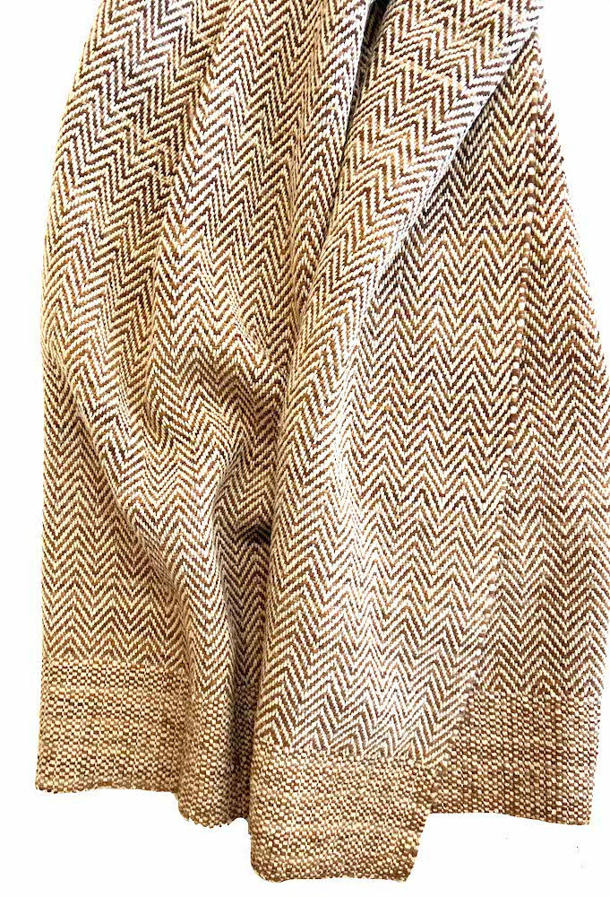 Handwoven Wool Throw - Café au Lait Mexico