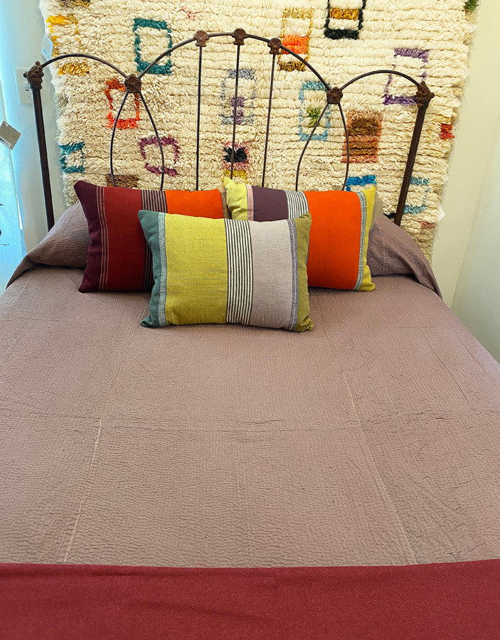 Tanka Stitched Light Weight Patchwork pale puce color Cotton Bed Spread Coverlet India