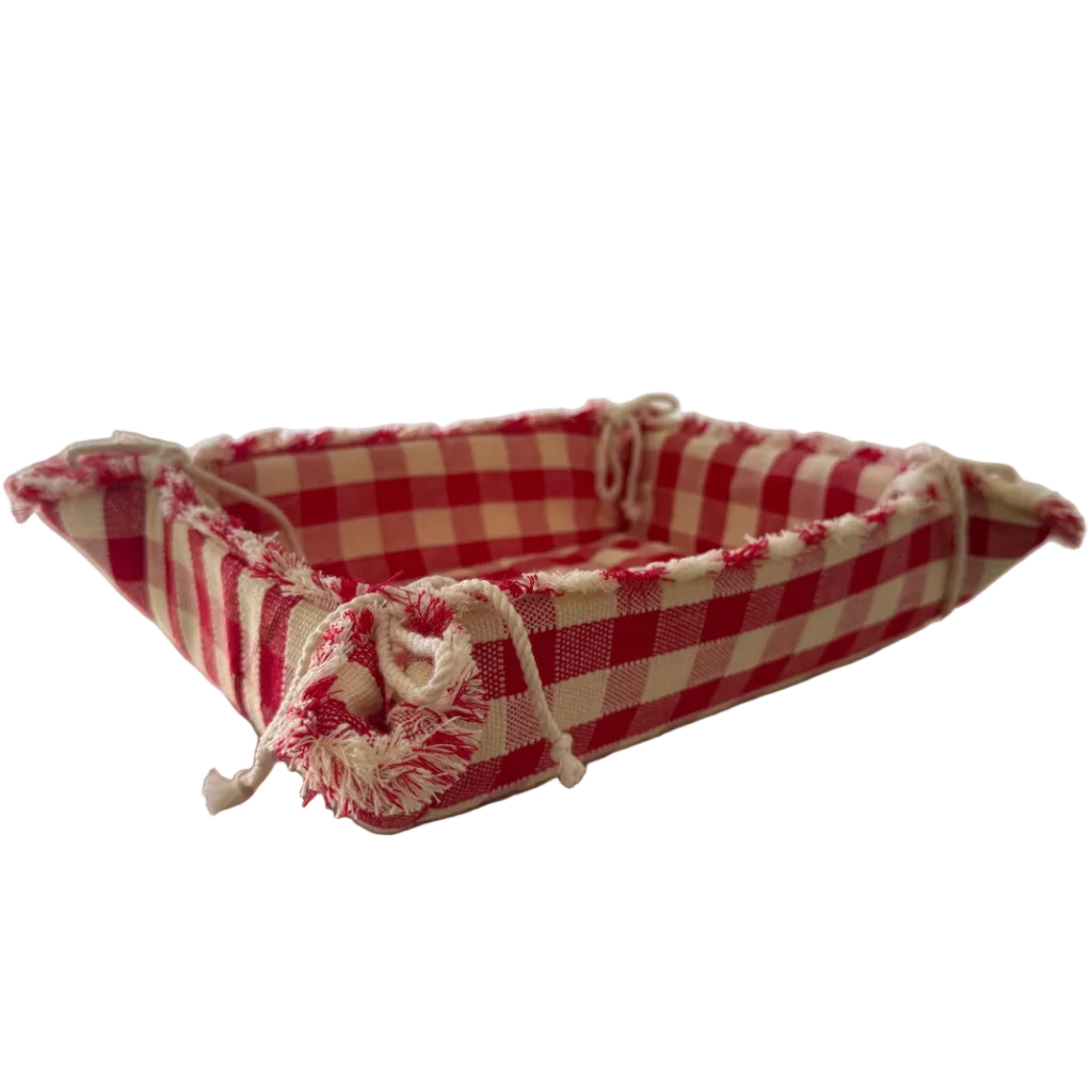 Handwoven Red Cotton Bread Basket Mexico