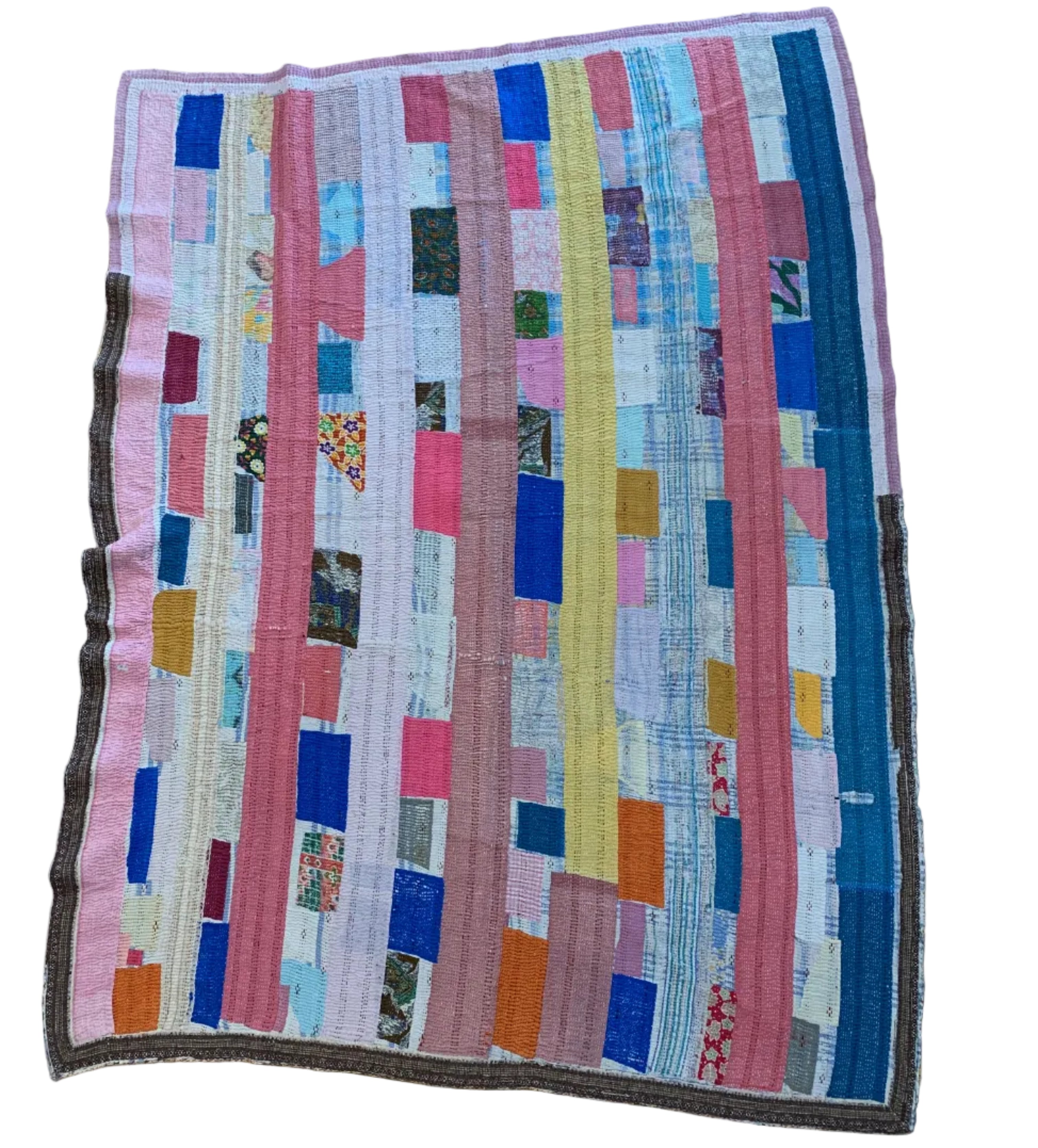 Handmade Kantha Squares Patchwork Quilt India