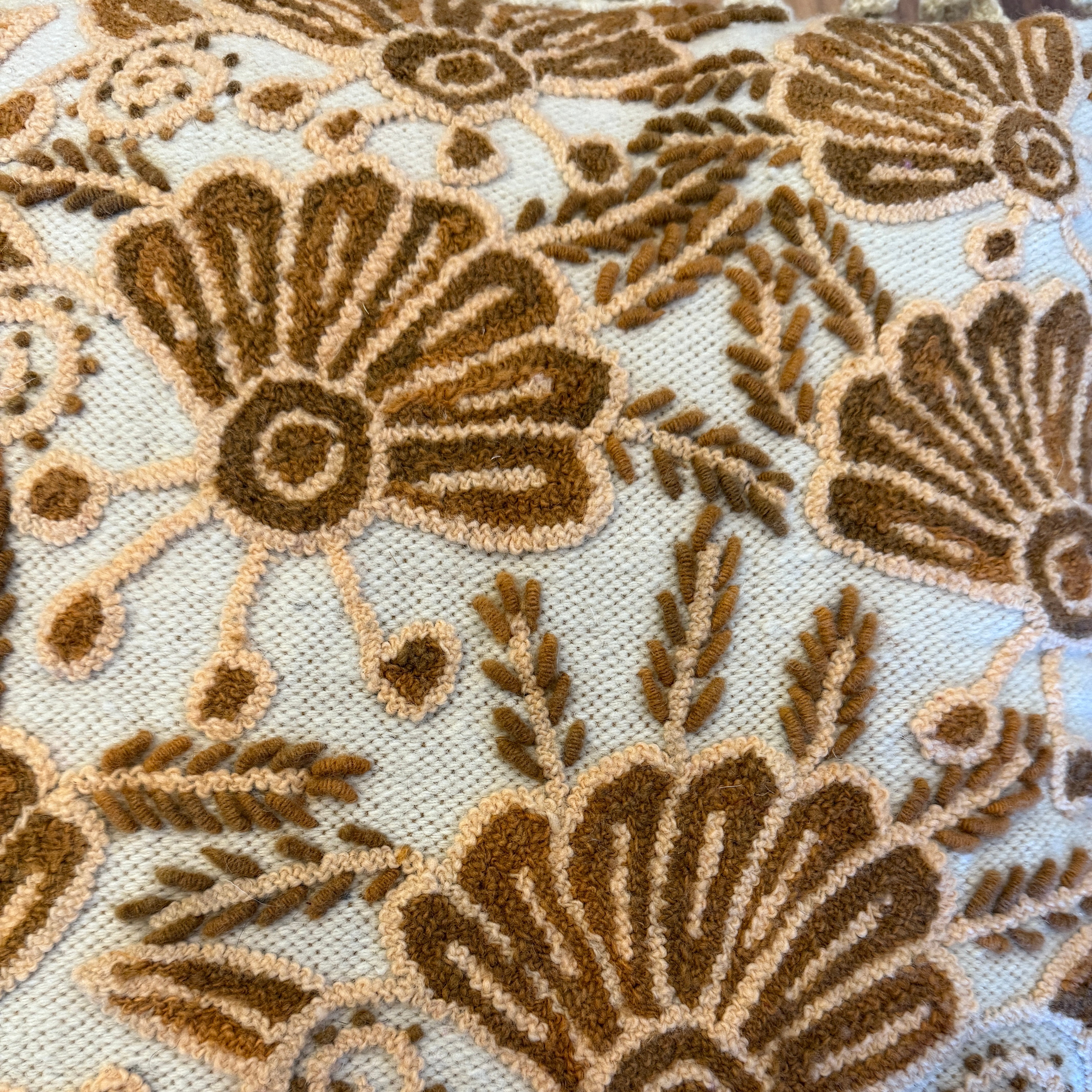 Embroidered Salmon Wool Pillow Peru (18x18)