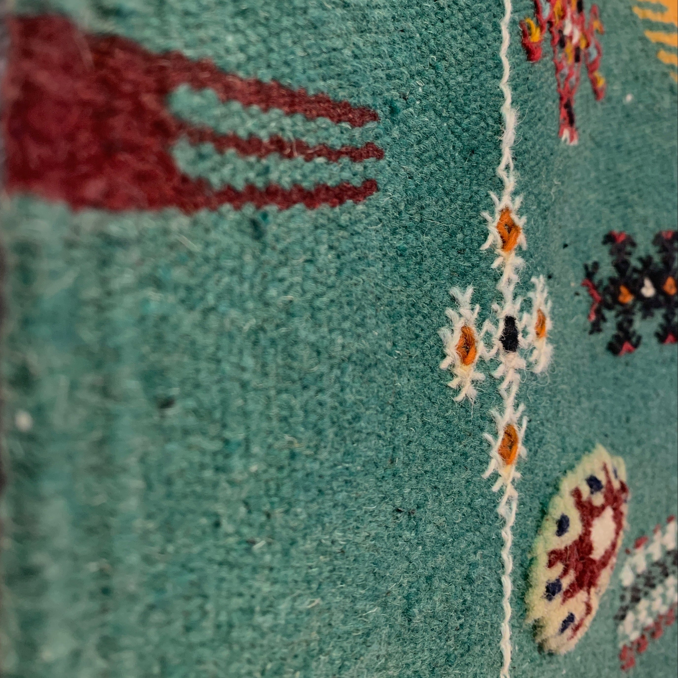 Handwoven Akhnif Knotted Green Wool Rug (4x7)