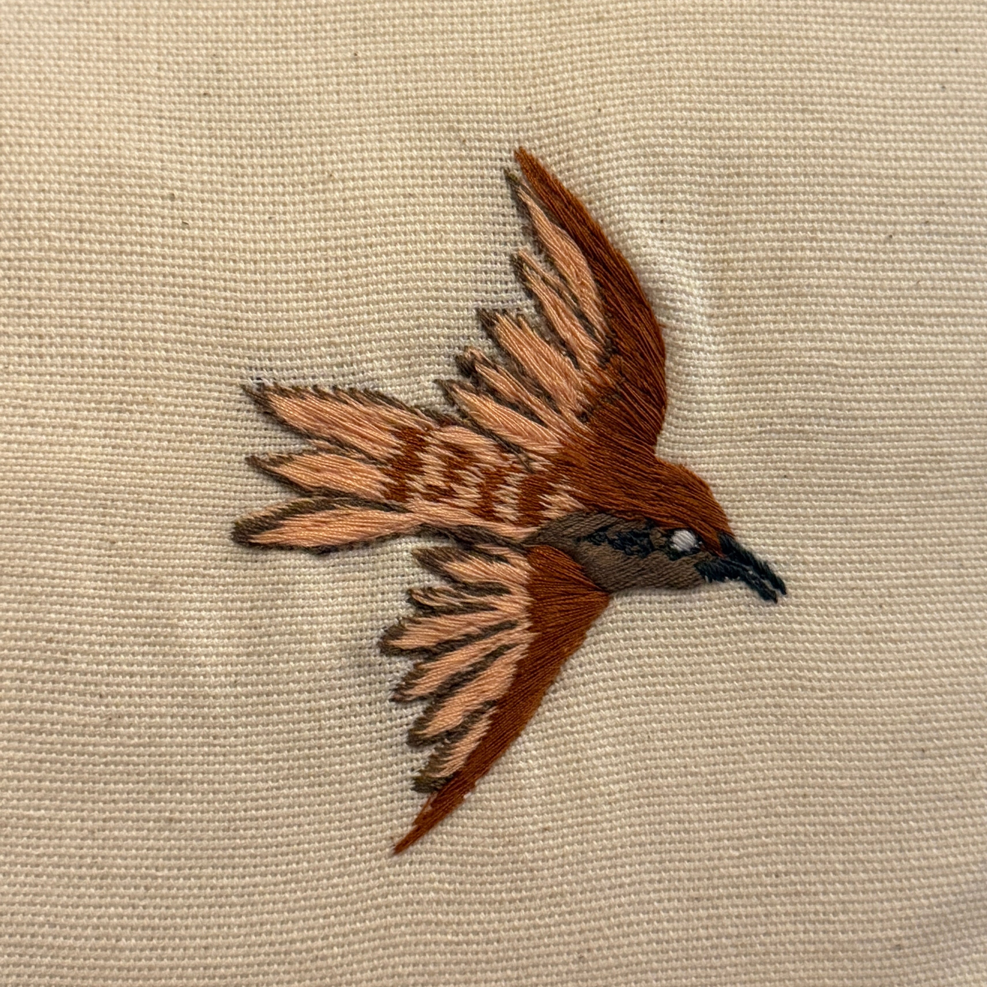 Embroidered Natural Flying Bird Pillow Guatemala