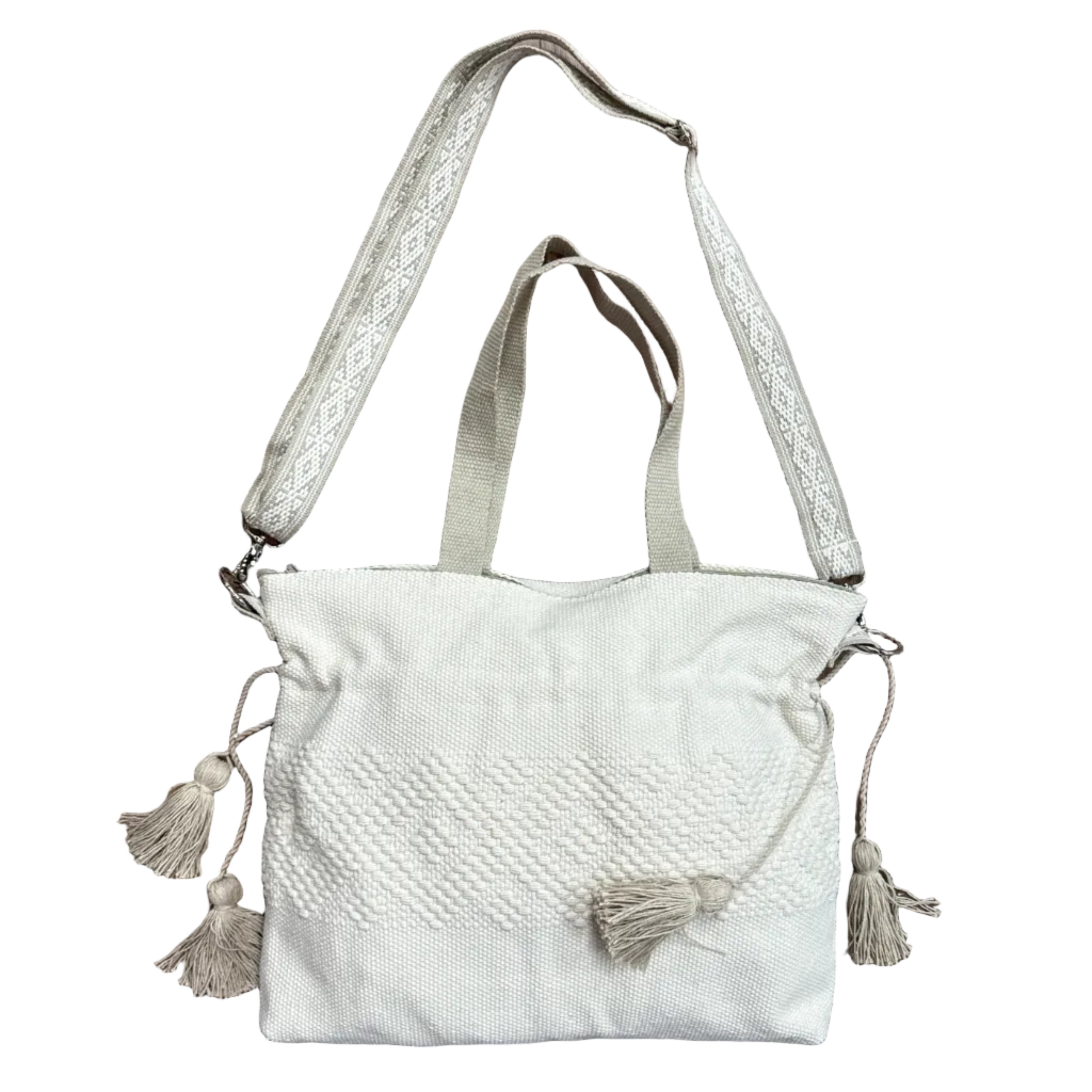 Handwoven Jalieza Cotton Natural Satchel Mexico