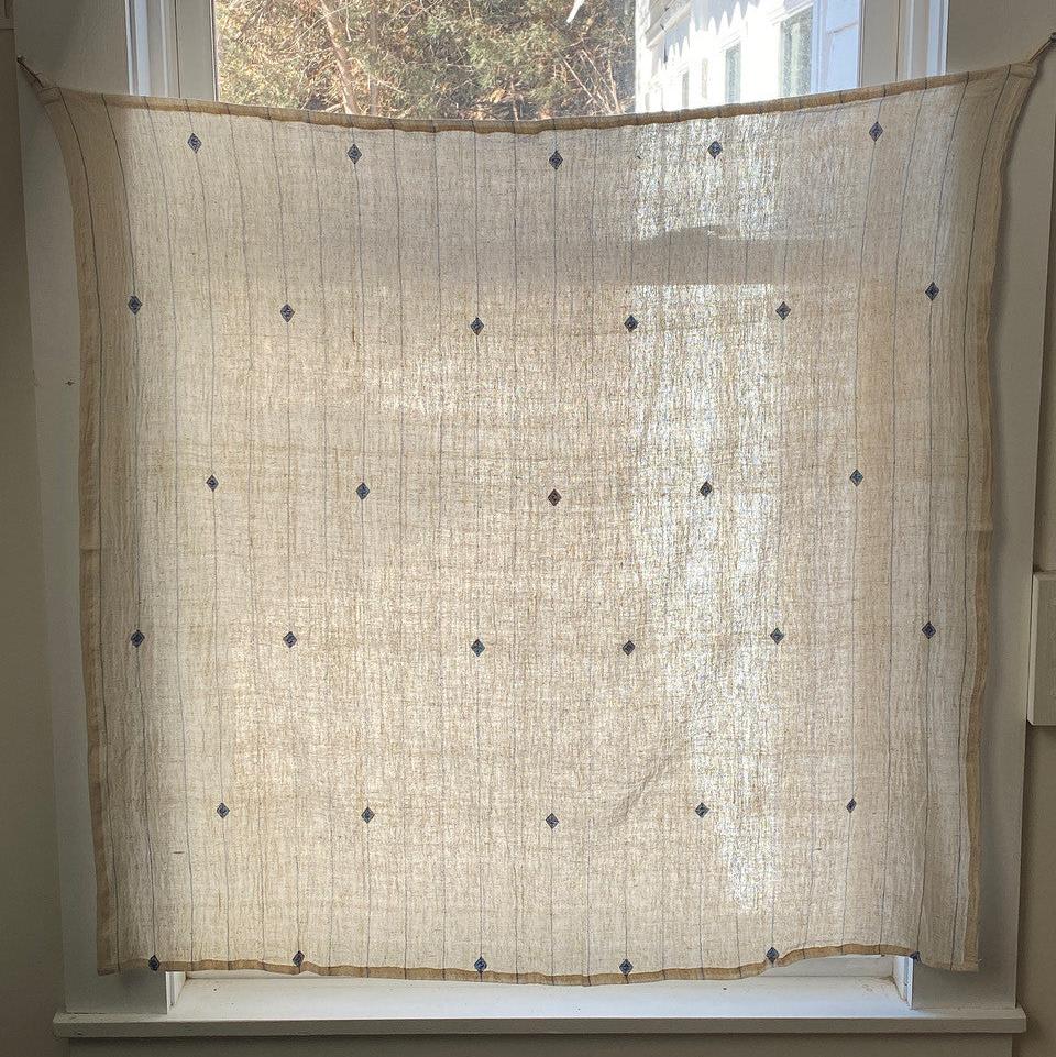 Handwoven Organic Cotton With Inlay Cafe Curtain White India