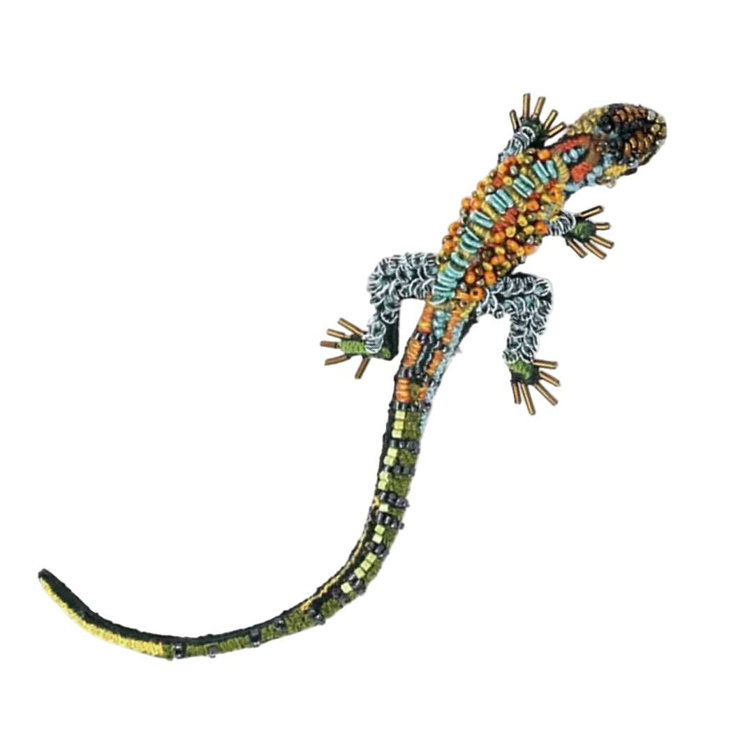 Embroidered Brooch - Caiman Lizard India
