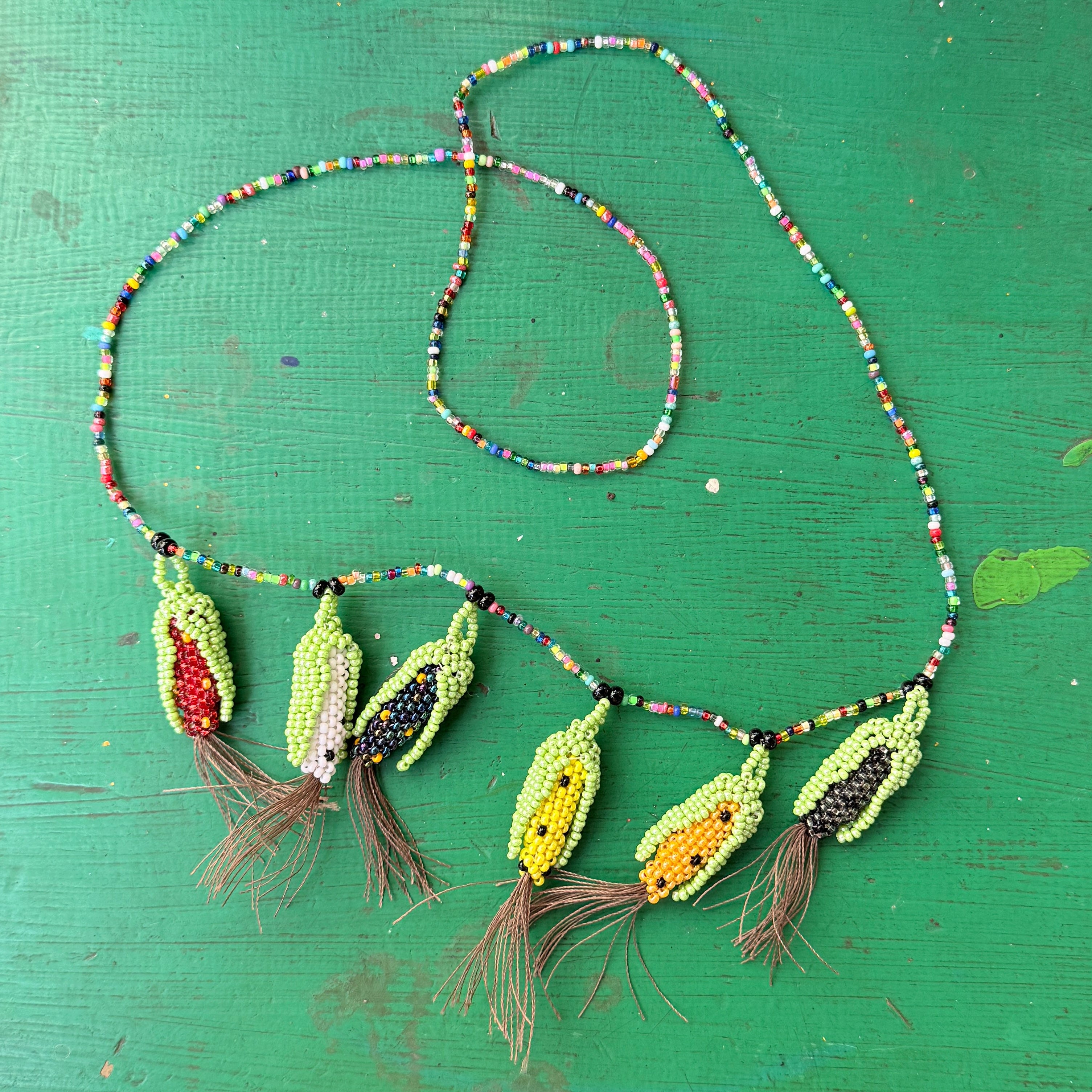 Handmade Beaded Corn Necklace Guatemala