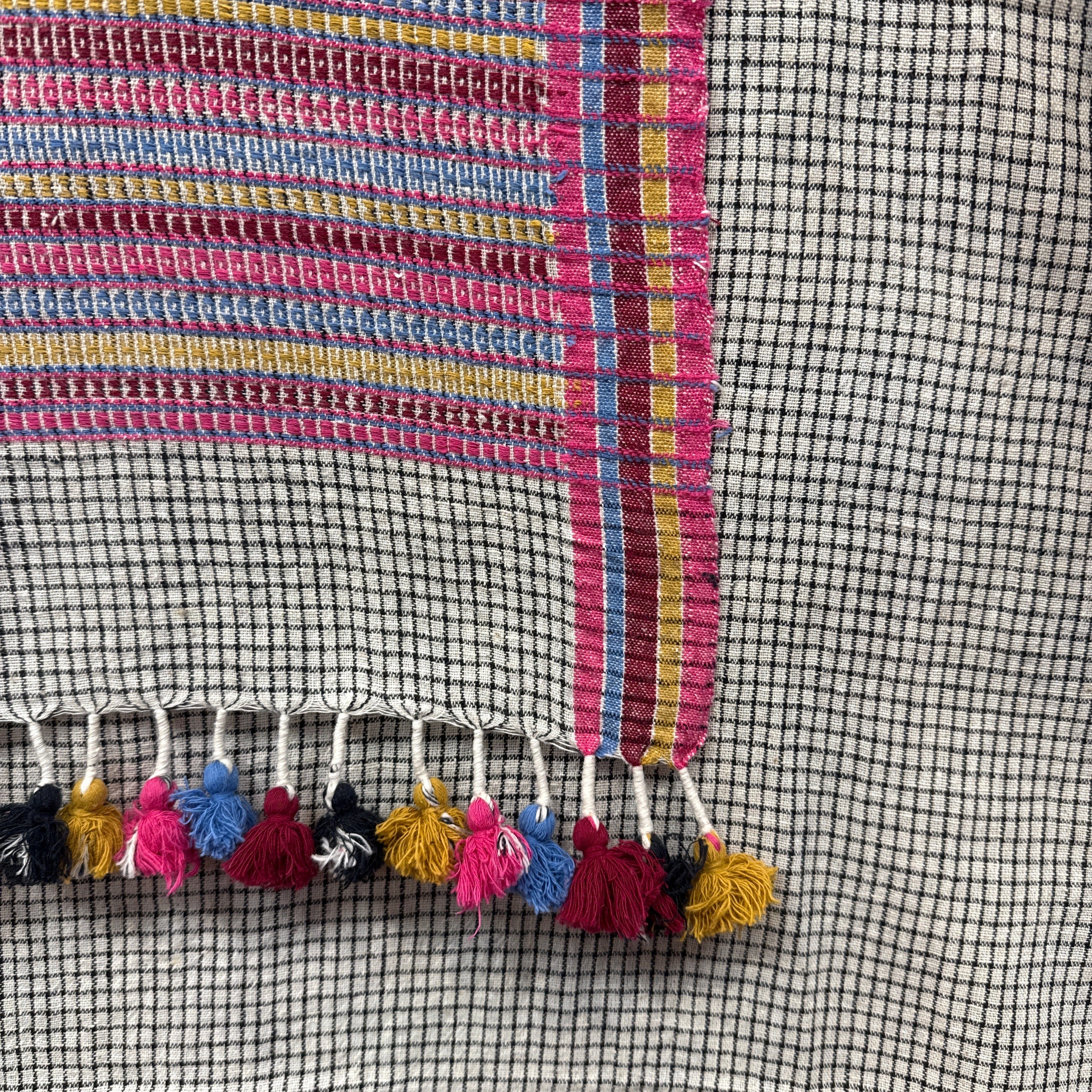 Handwoven Organic Cotton Checkered Dupatta Curtain/Throw India