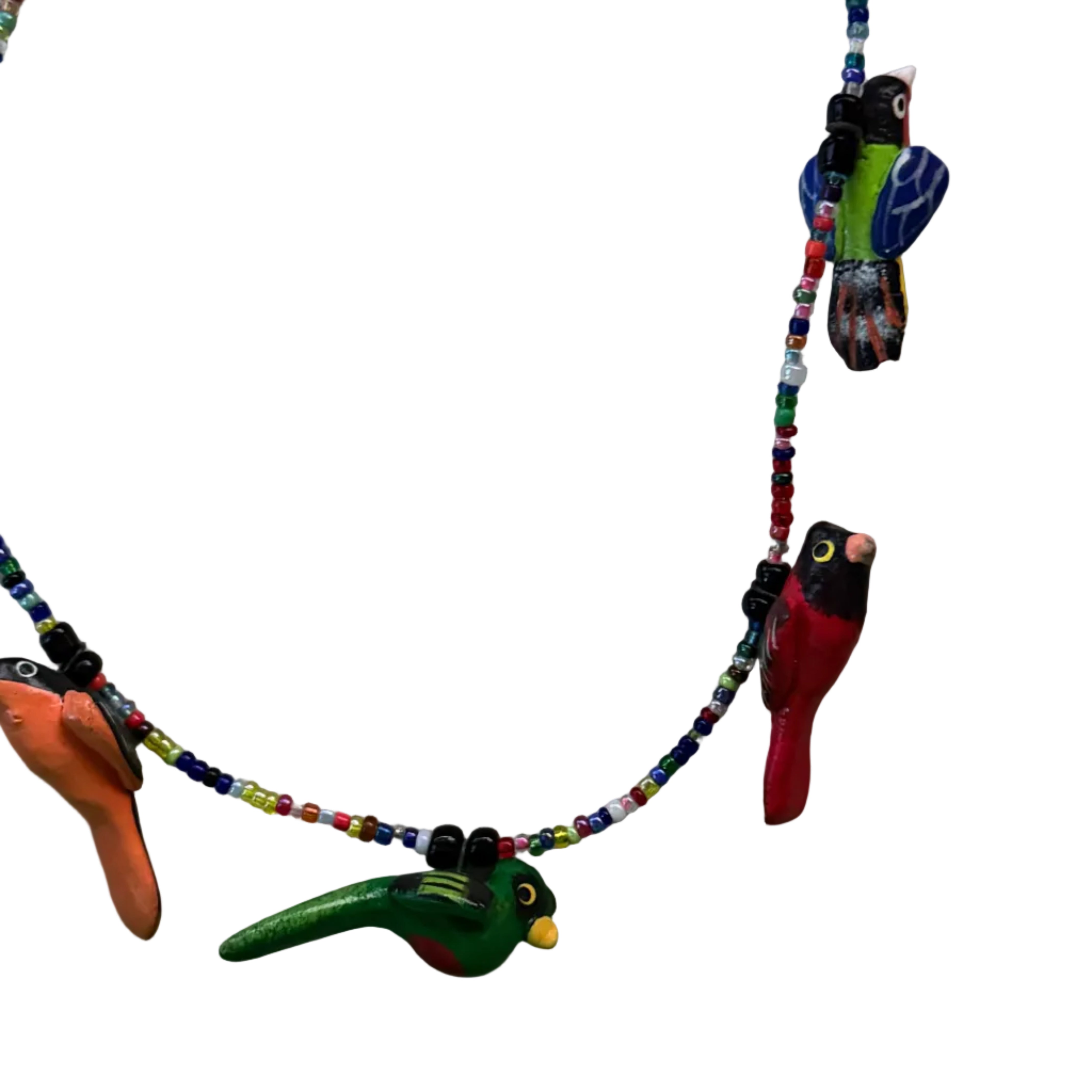 Beaded Ceramic Bird Necklace Mexico