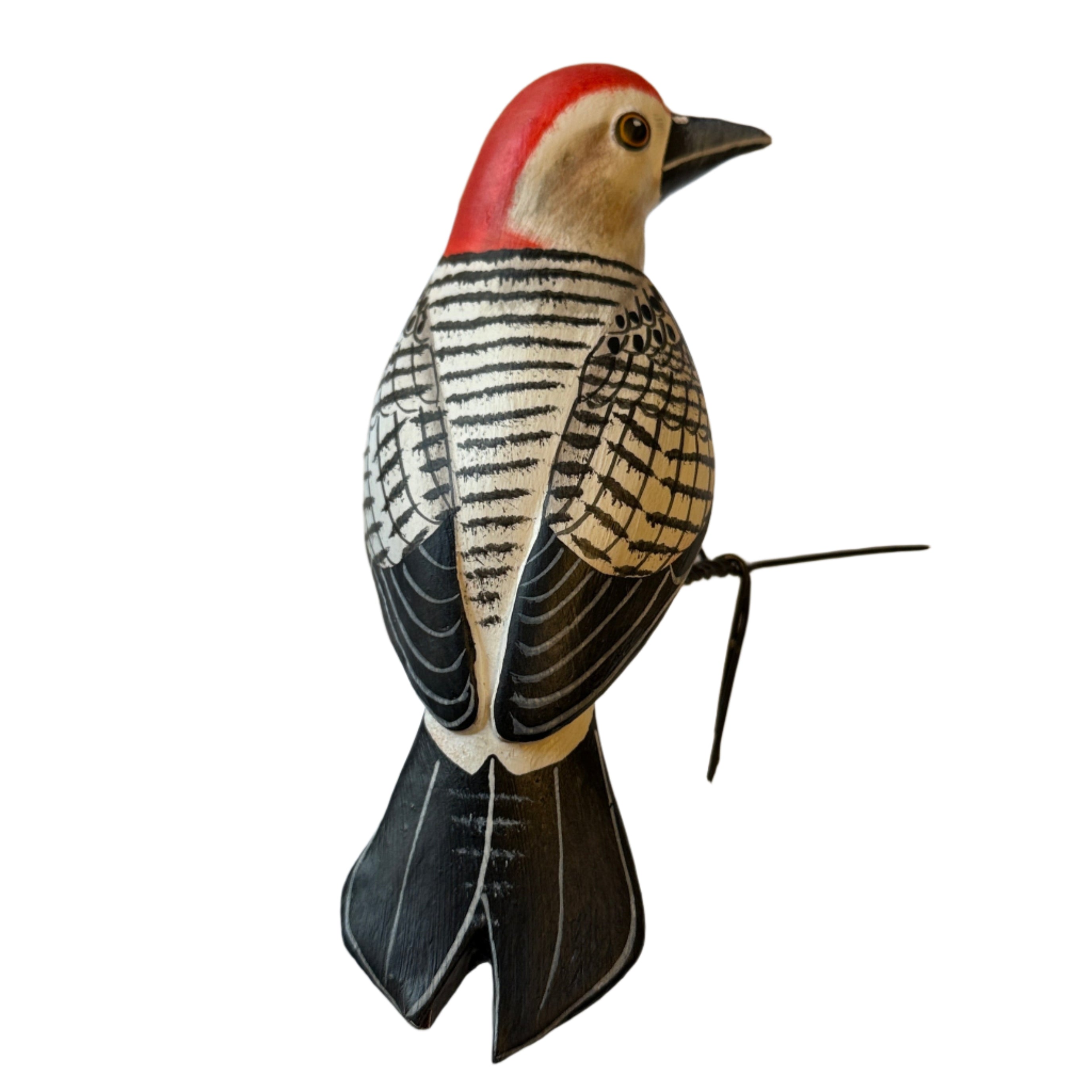 Redbellied Woodpecker Painted Ceramic Bird Guatemala