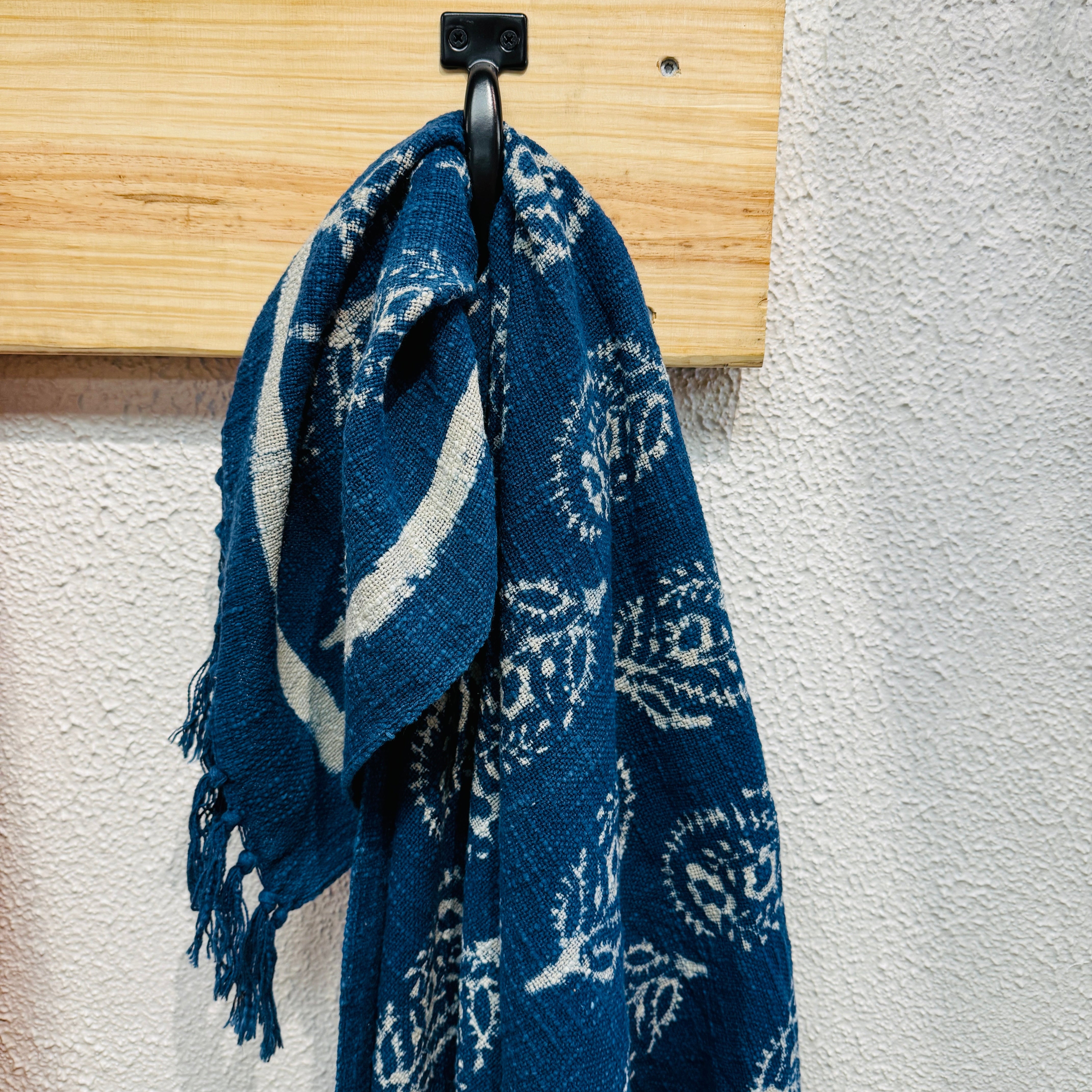 Handmade Block Printed Cobalt Indigo Throw India