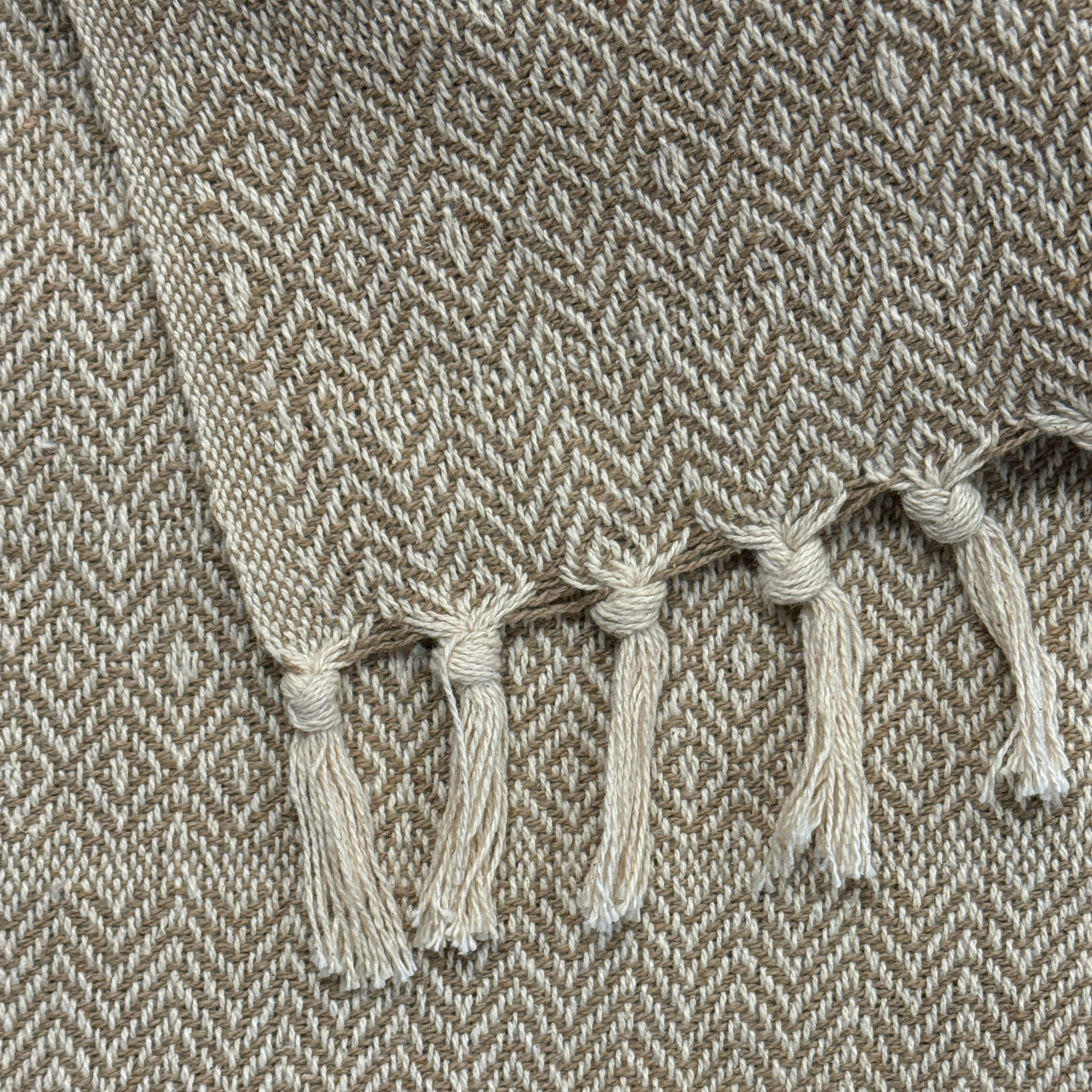 Handwoven Recycled Cotton Taupe Throw India