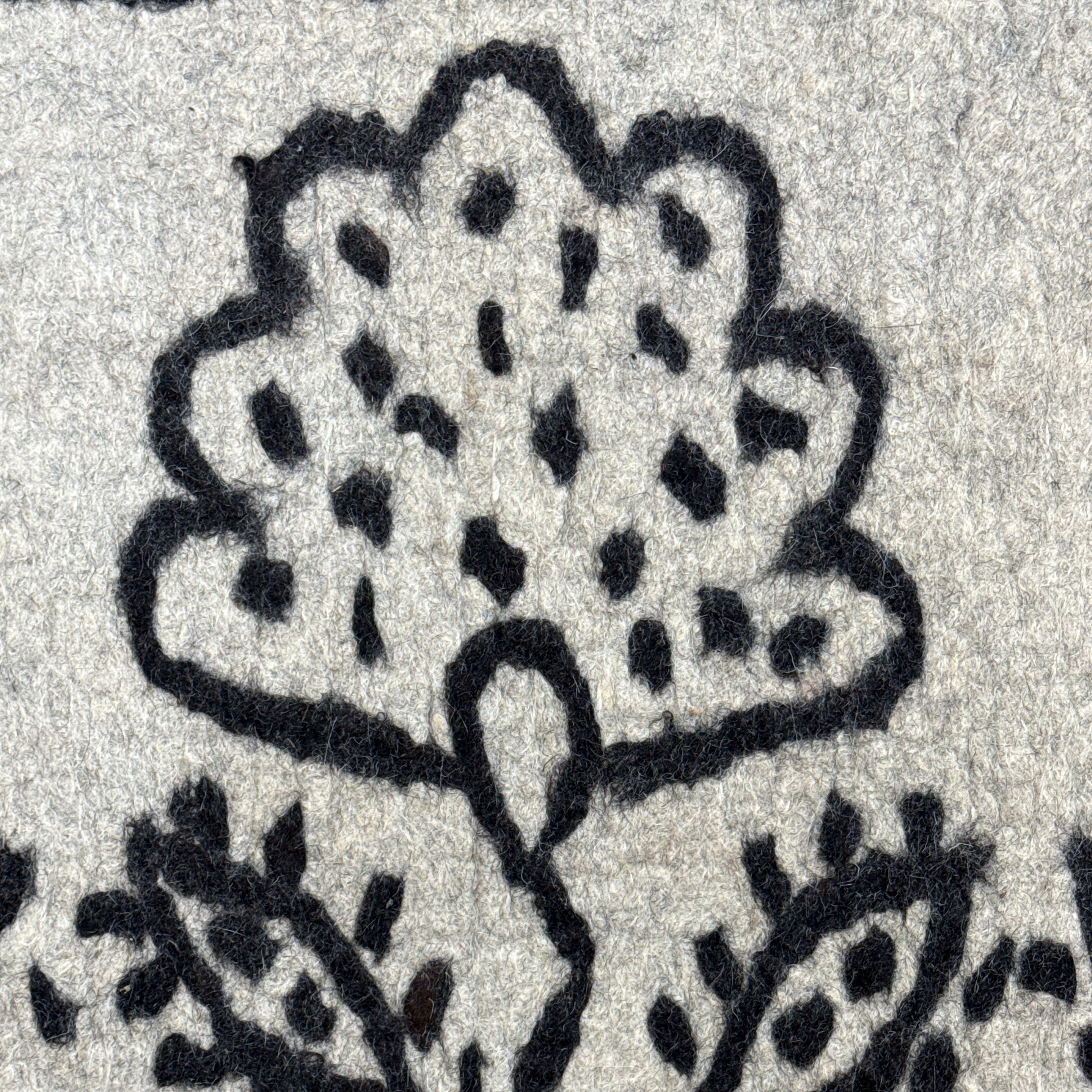 Handmade Wool Felt Charcoal Flowers Rug Afghanistan (30x48)