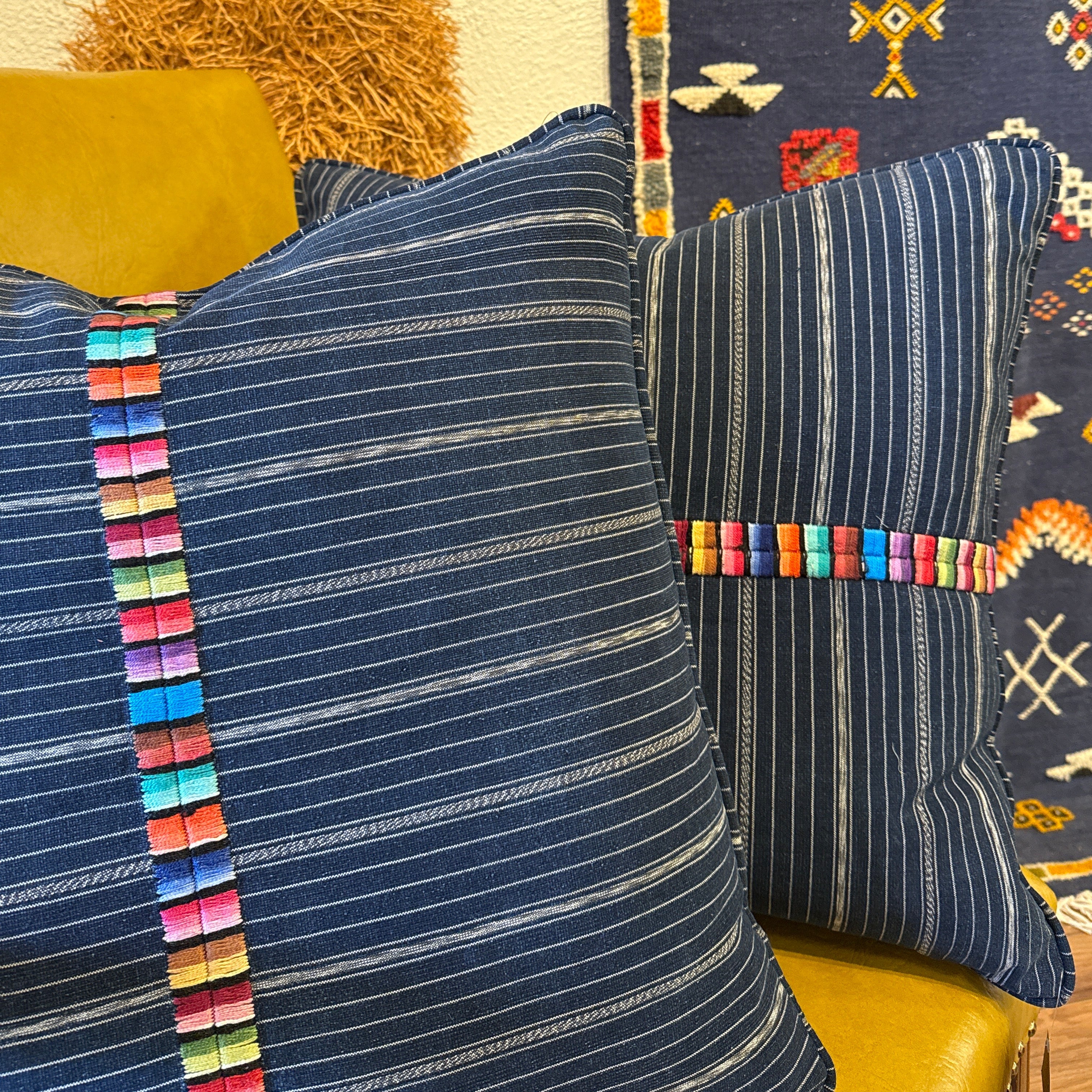Embroidered Indigo Corte Pillow Guatemala (20x20)