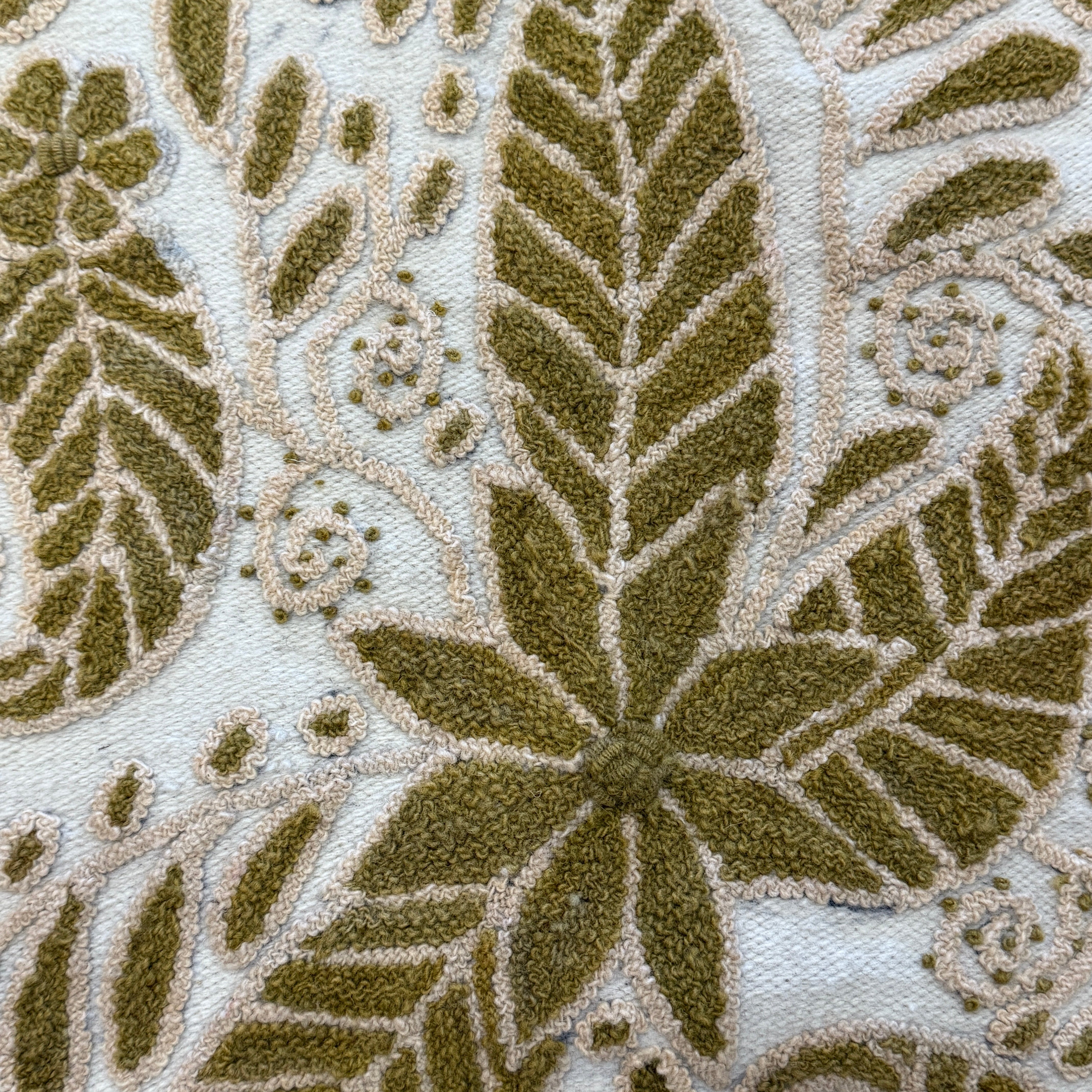 Embroidered Olive Wool Table Runner Peru