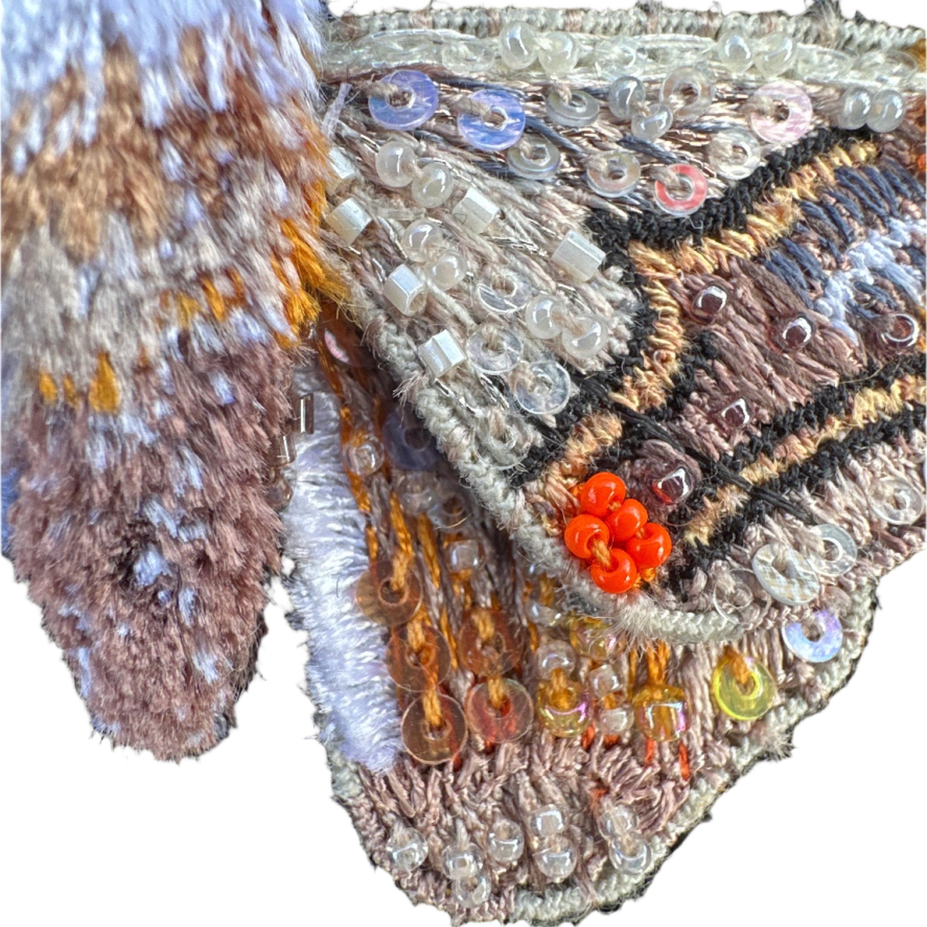 Embroidered Brooch - Drepanid Moth India
