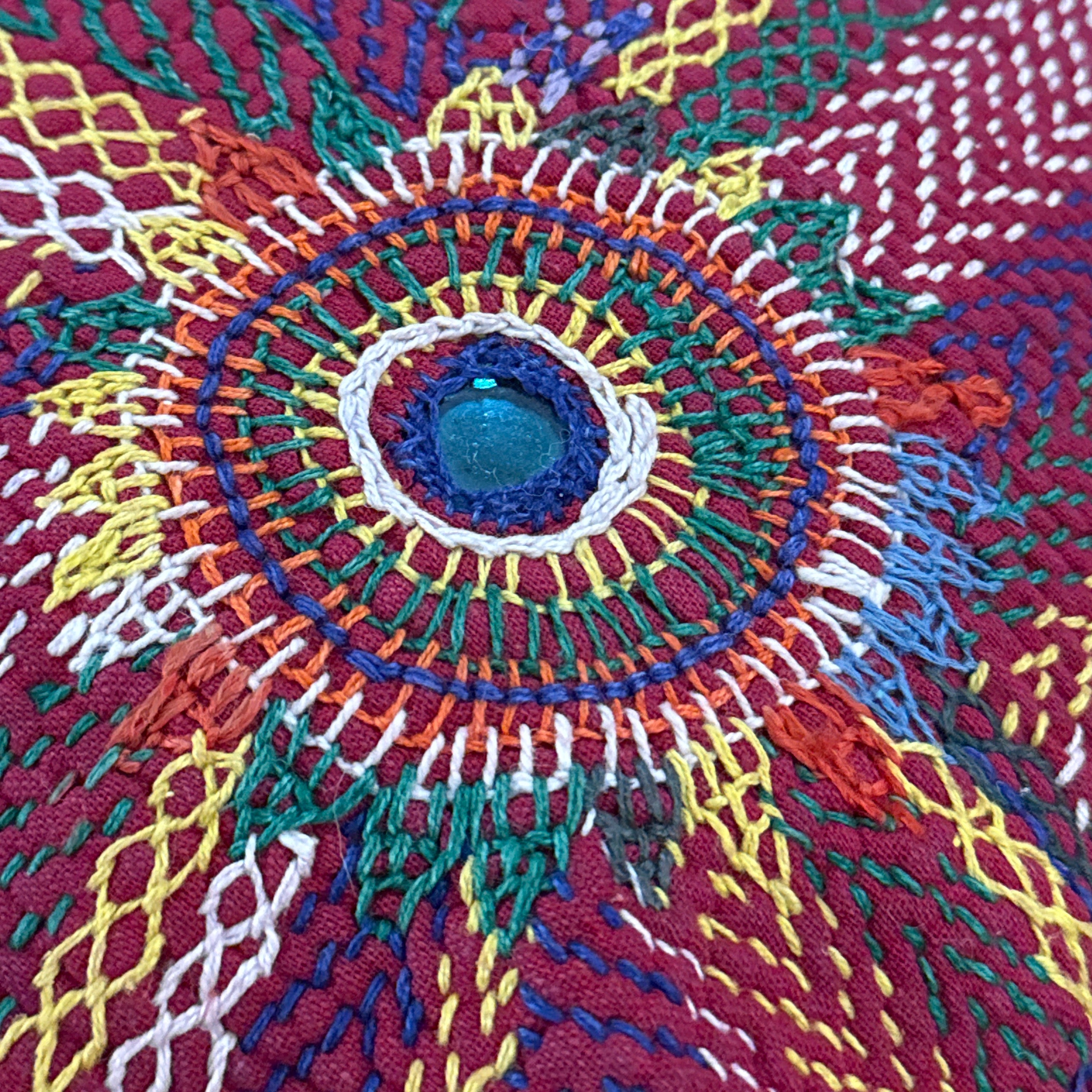 Hand Stitched Vintage Banjara Pillow India (24 x 24)