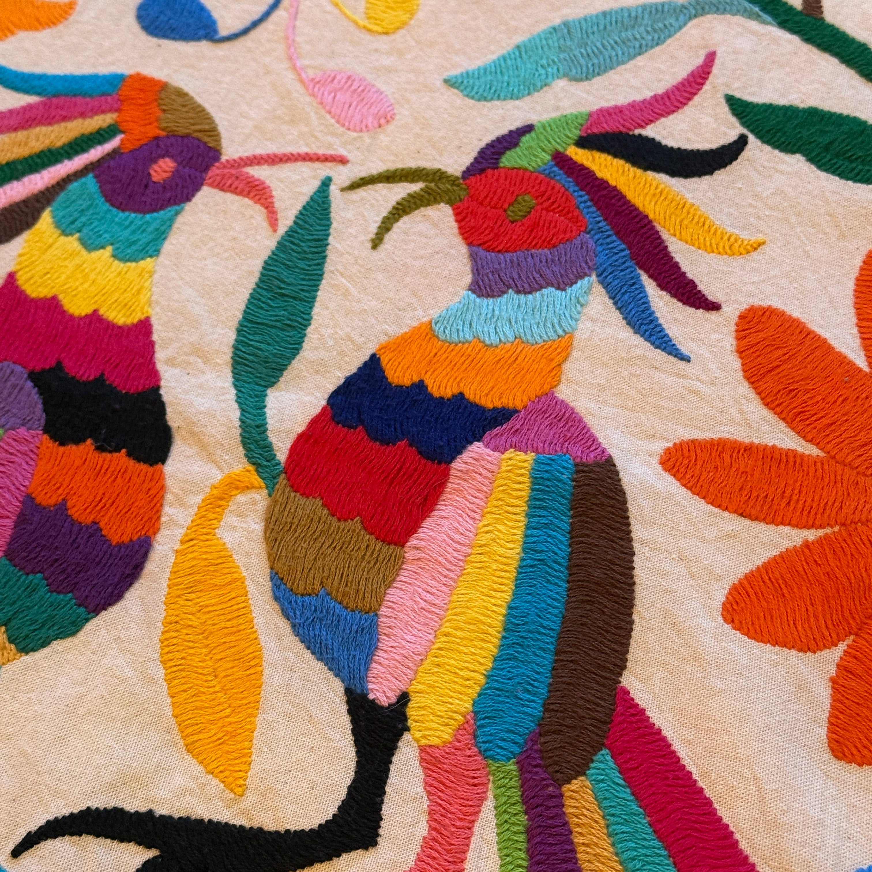 Embroidered Otomi Flowers Table Runner Mexico