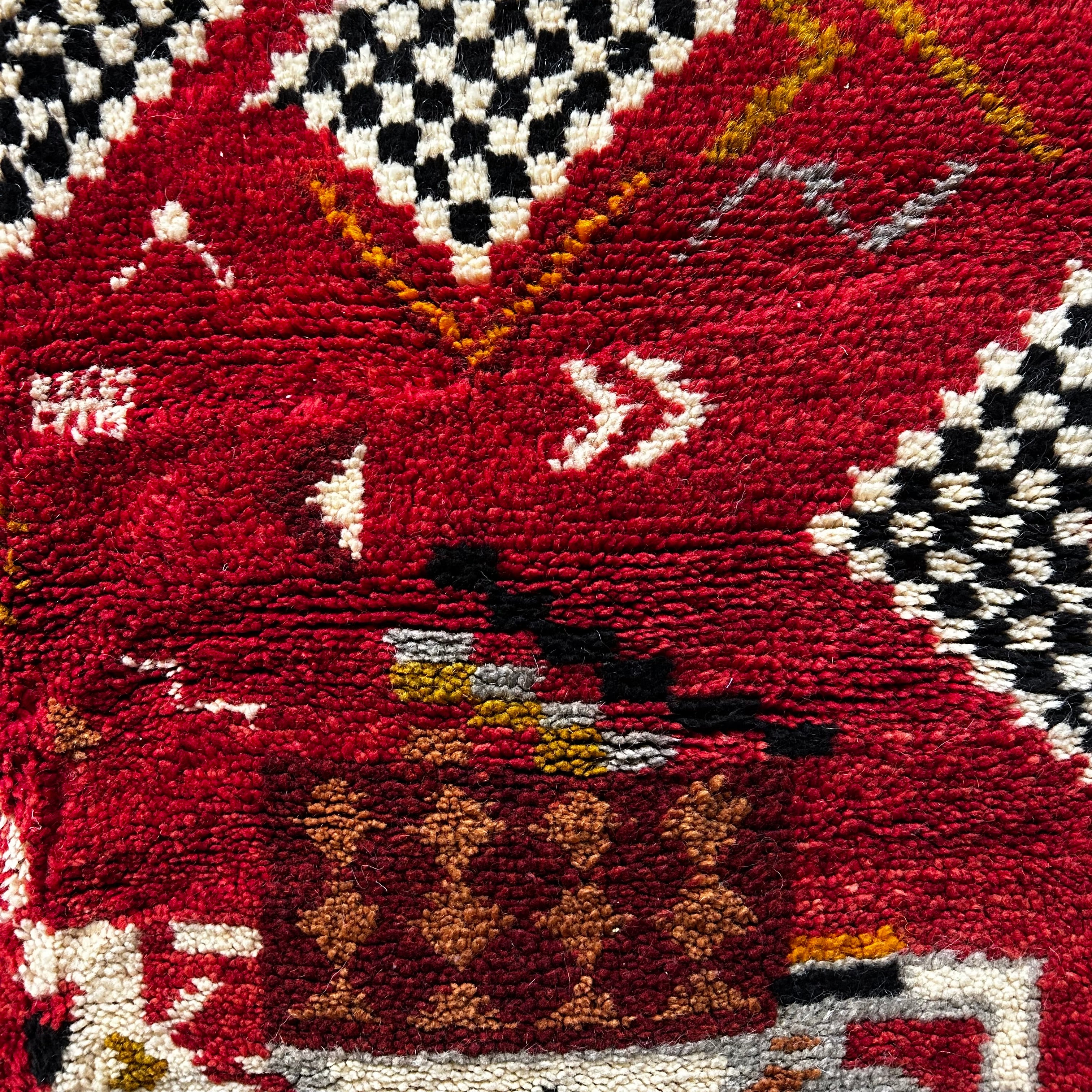 Handwoven Ibouli Knotted Red Wool Rug (4x6)