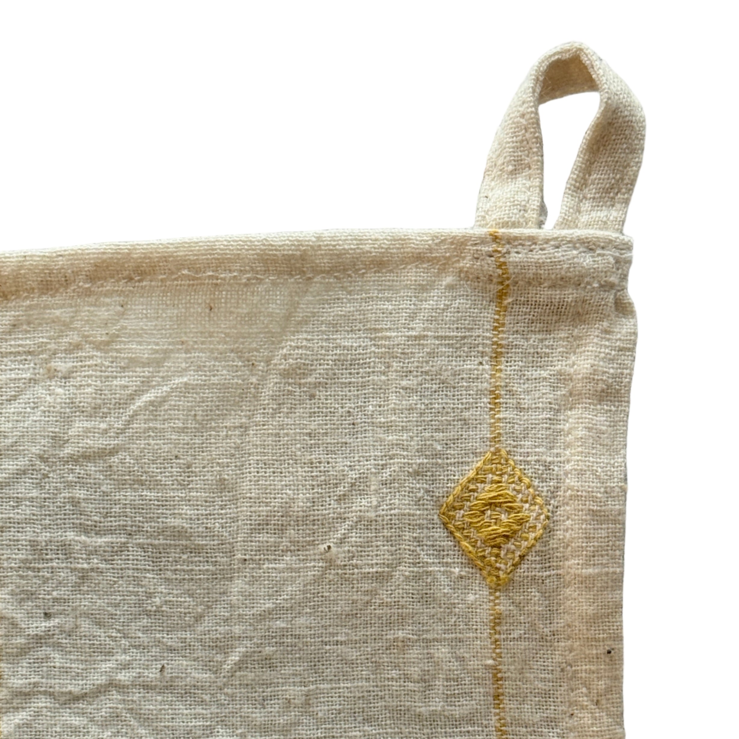 Handwoven Organic Cotton With Inlay Cafe Curtain White/Gold India