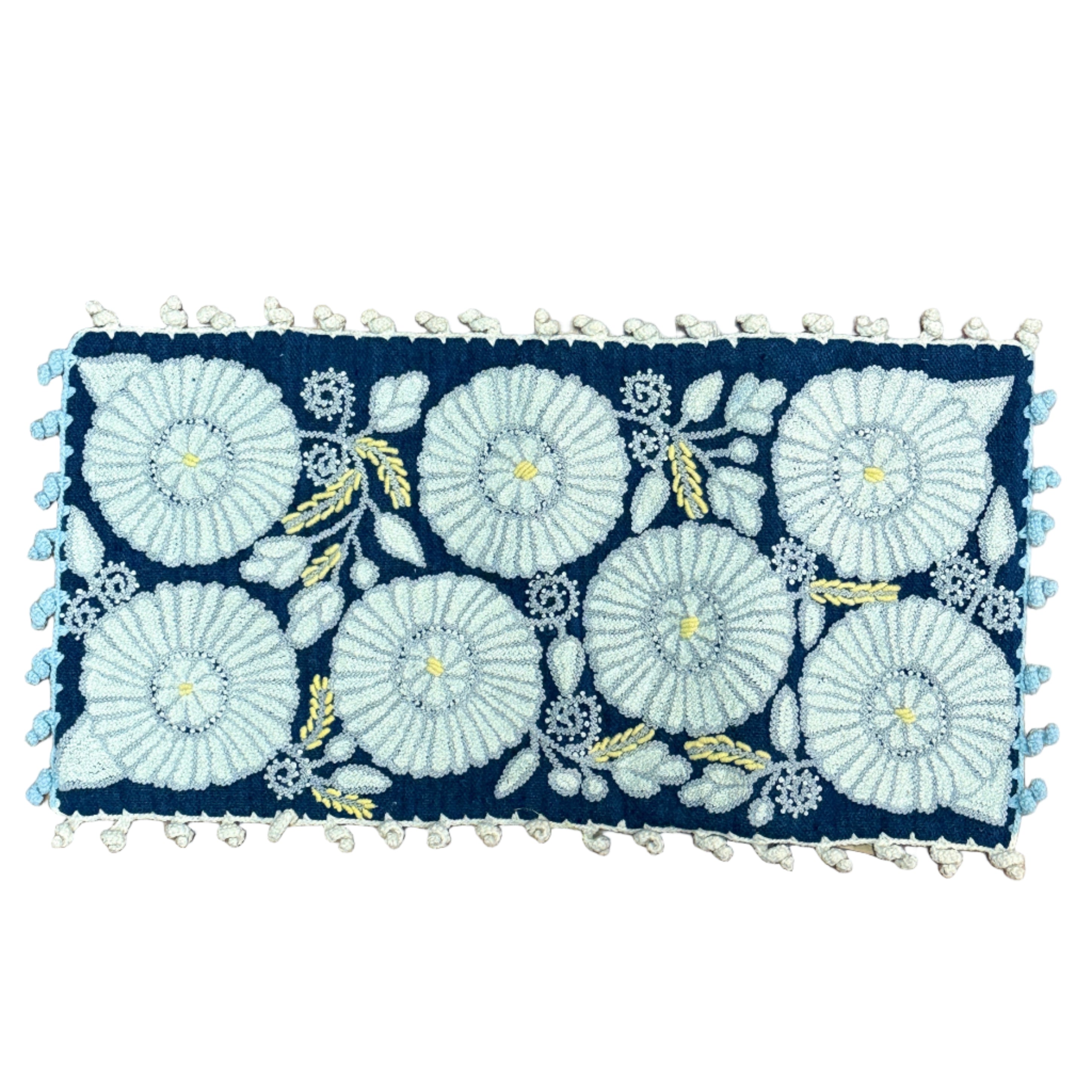 Embroidered Floral Wool Lumbar Peru (12x24)