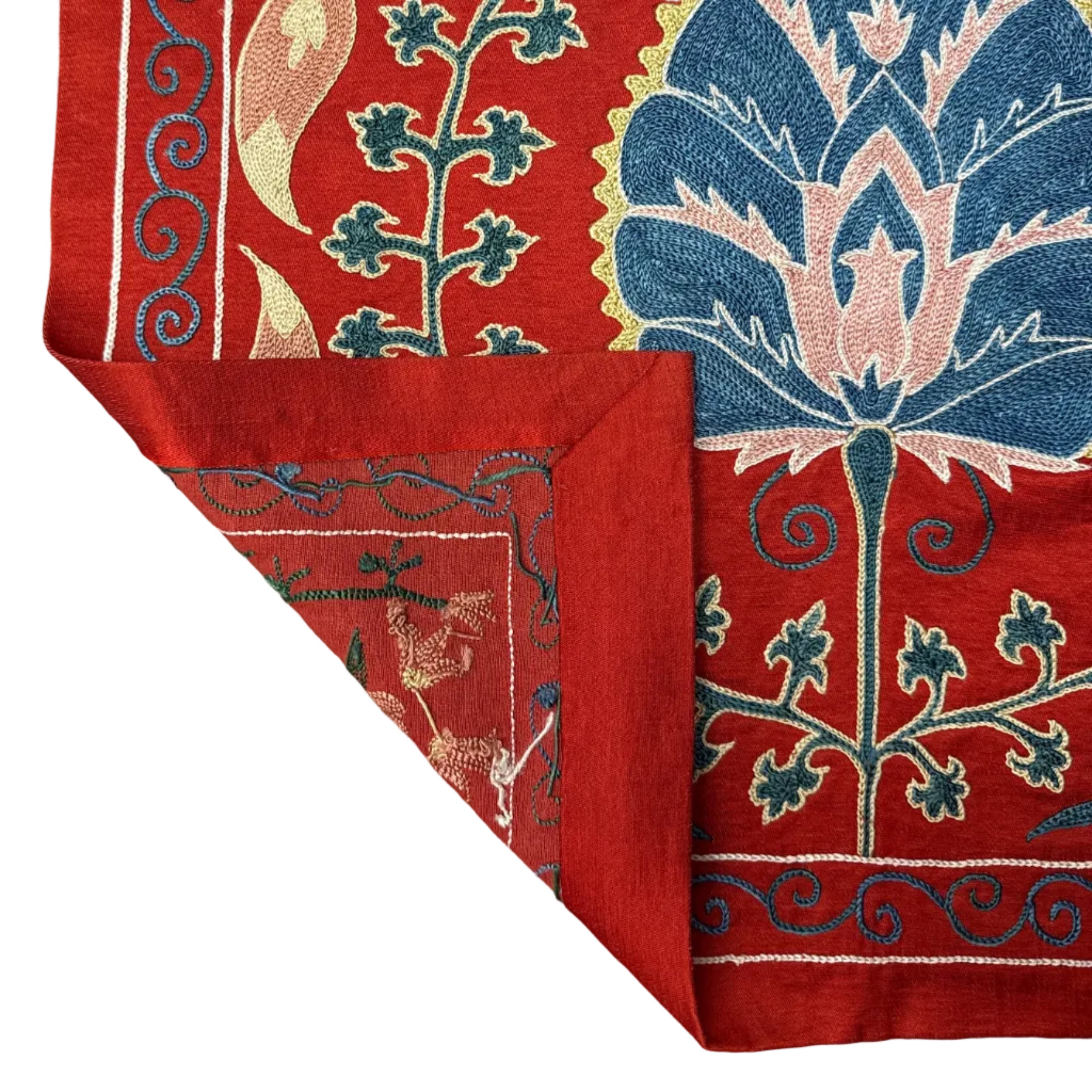 Silk Suzani Table Runner Uzbekistan (19x64)