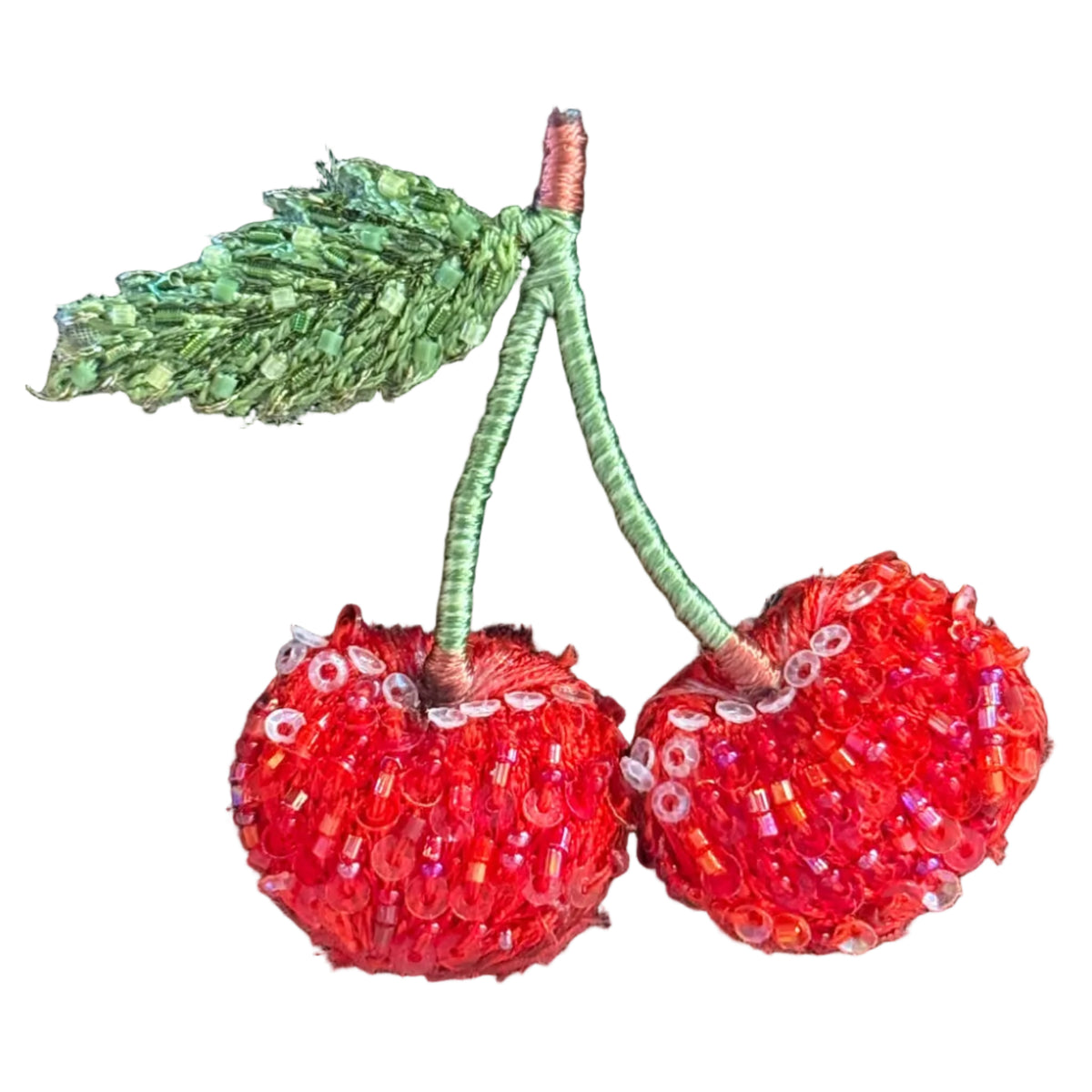 Embroidered Brooch India - Cherry