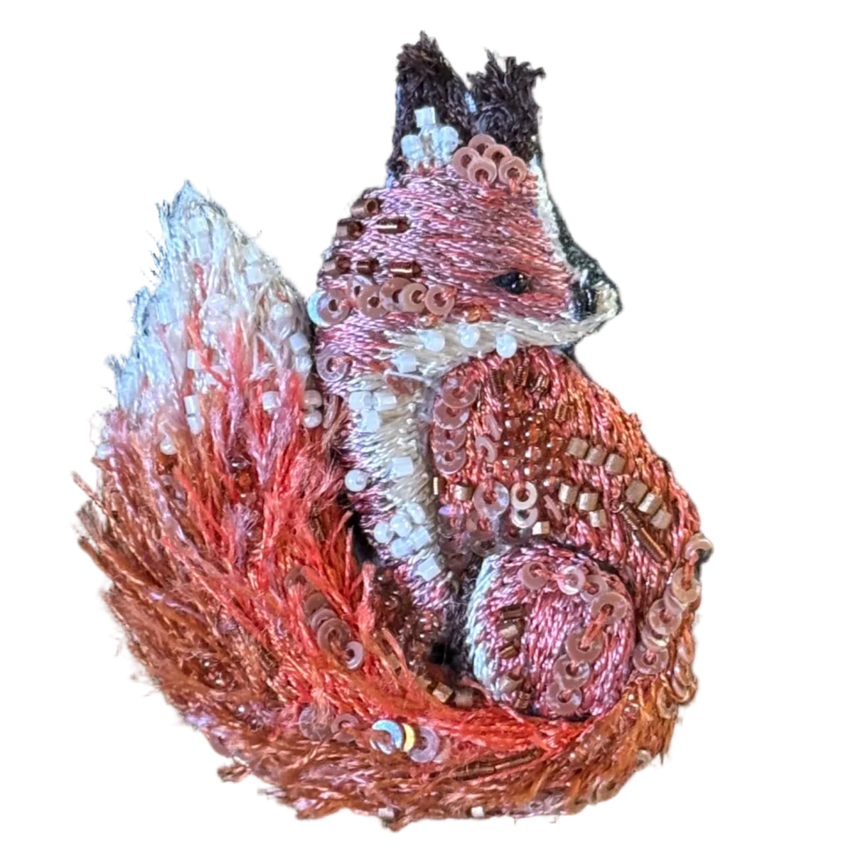 Embroidered Brooch India - Red Fox