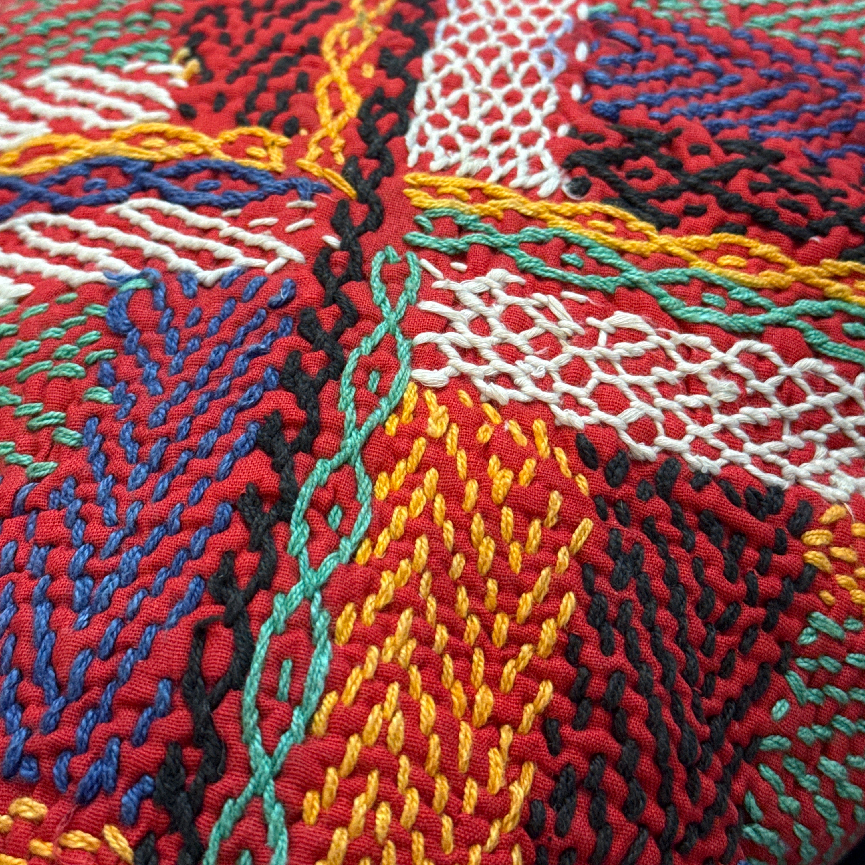 Hand Stitched Vintage Banjara Pillow India (17 x 17)