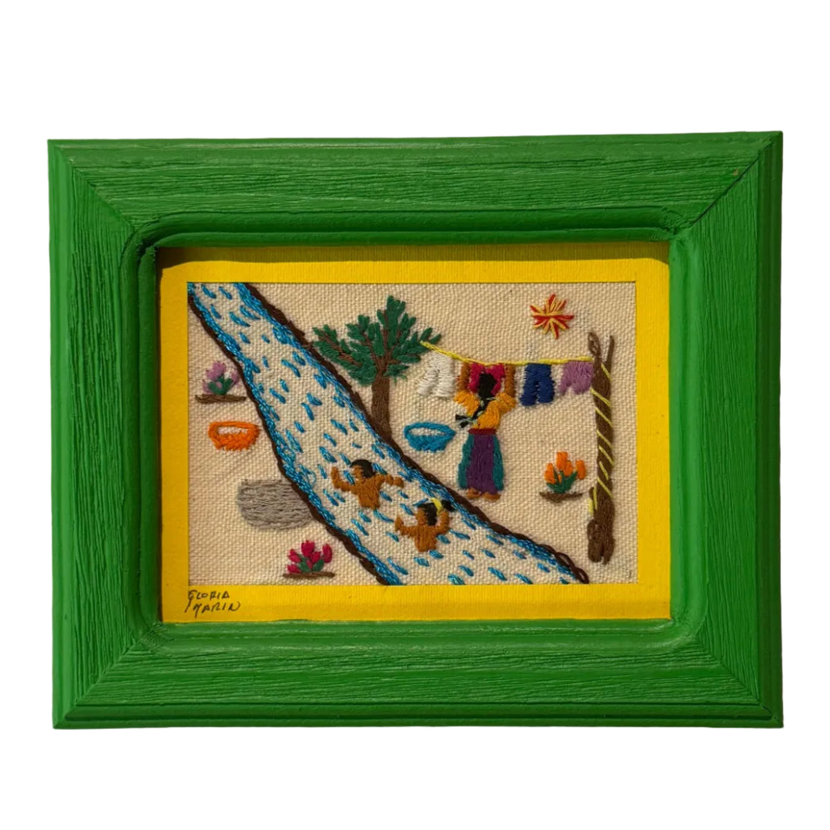 Embroidered River Life Frame Mexico