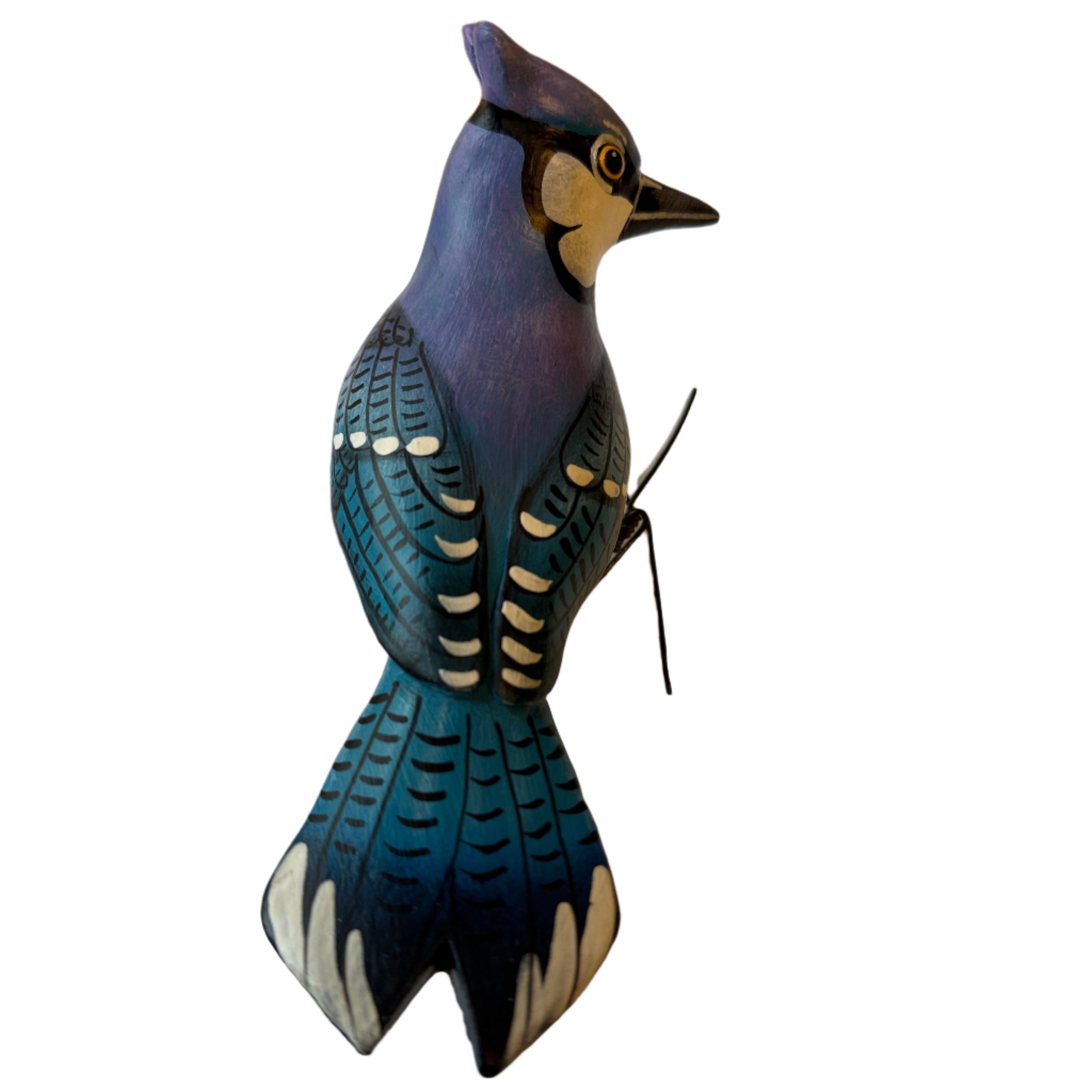 Blue Jay Painted Ceramic Bird Guatemala