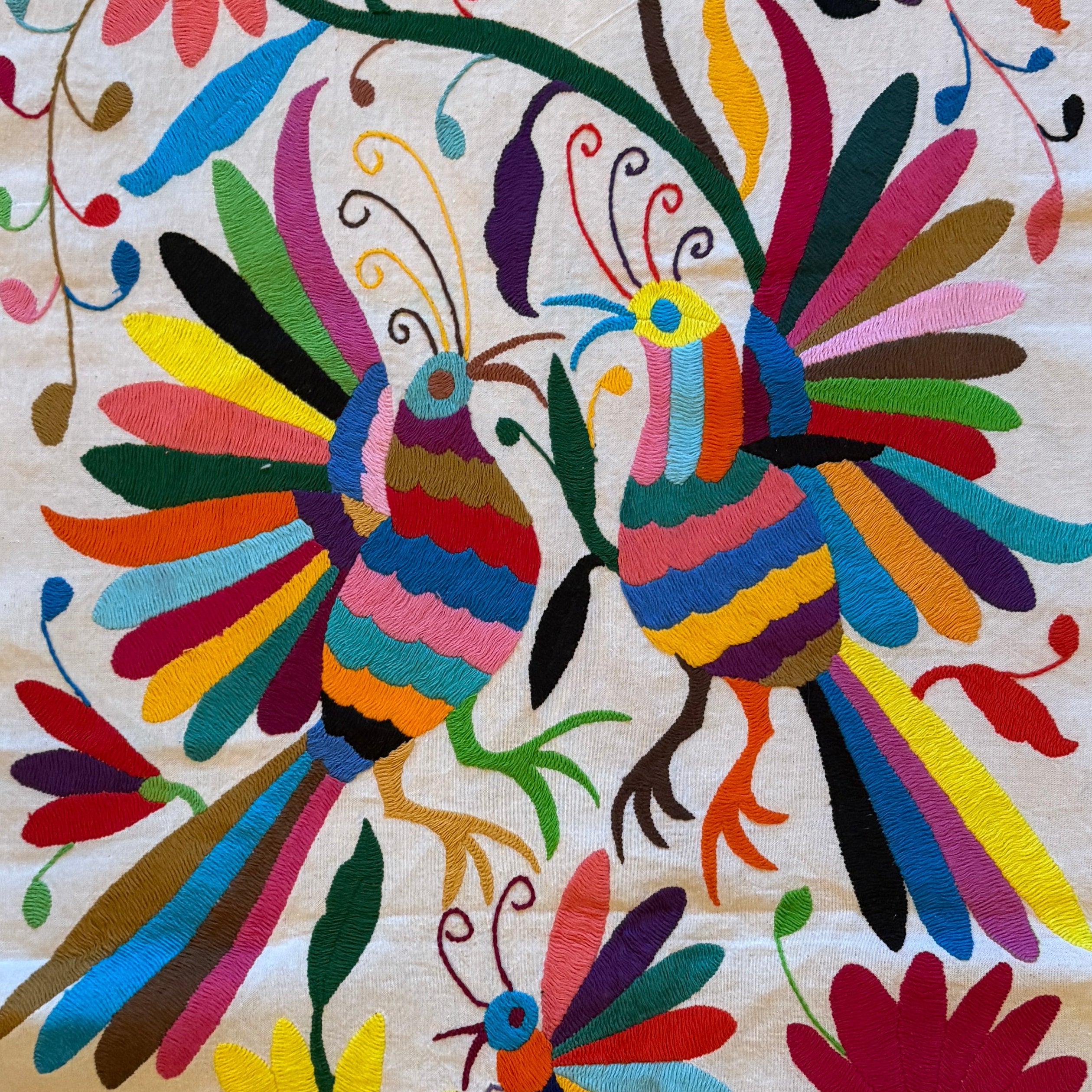 Embroidered Otomi Flowers Table Runner Mexico