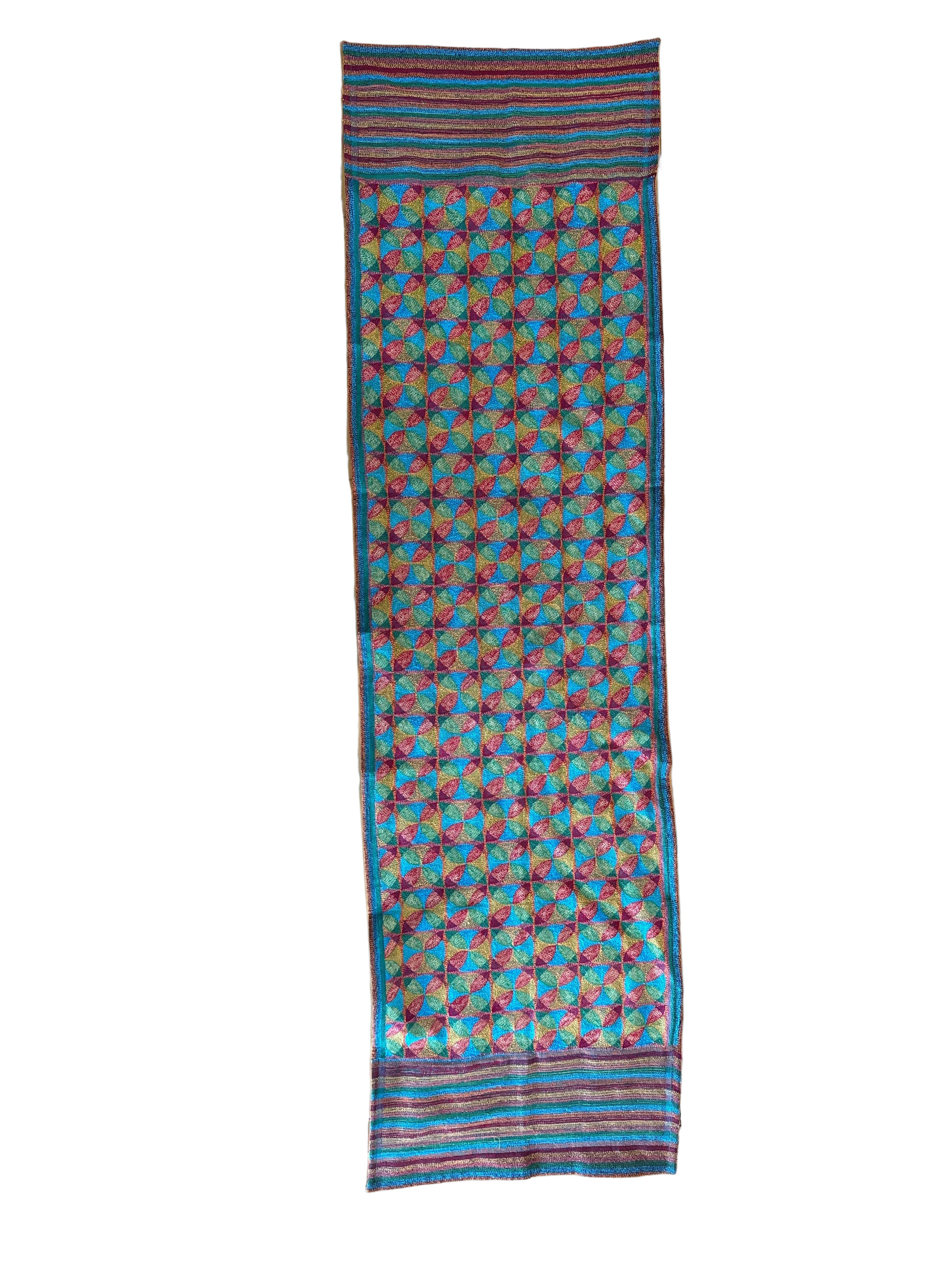 Kantha Stitched Green Prantik Scarf India