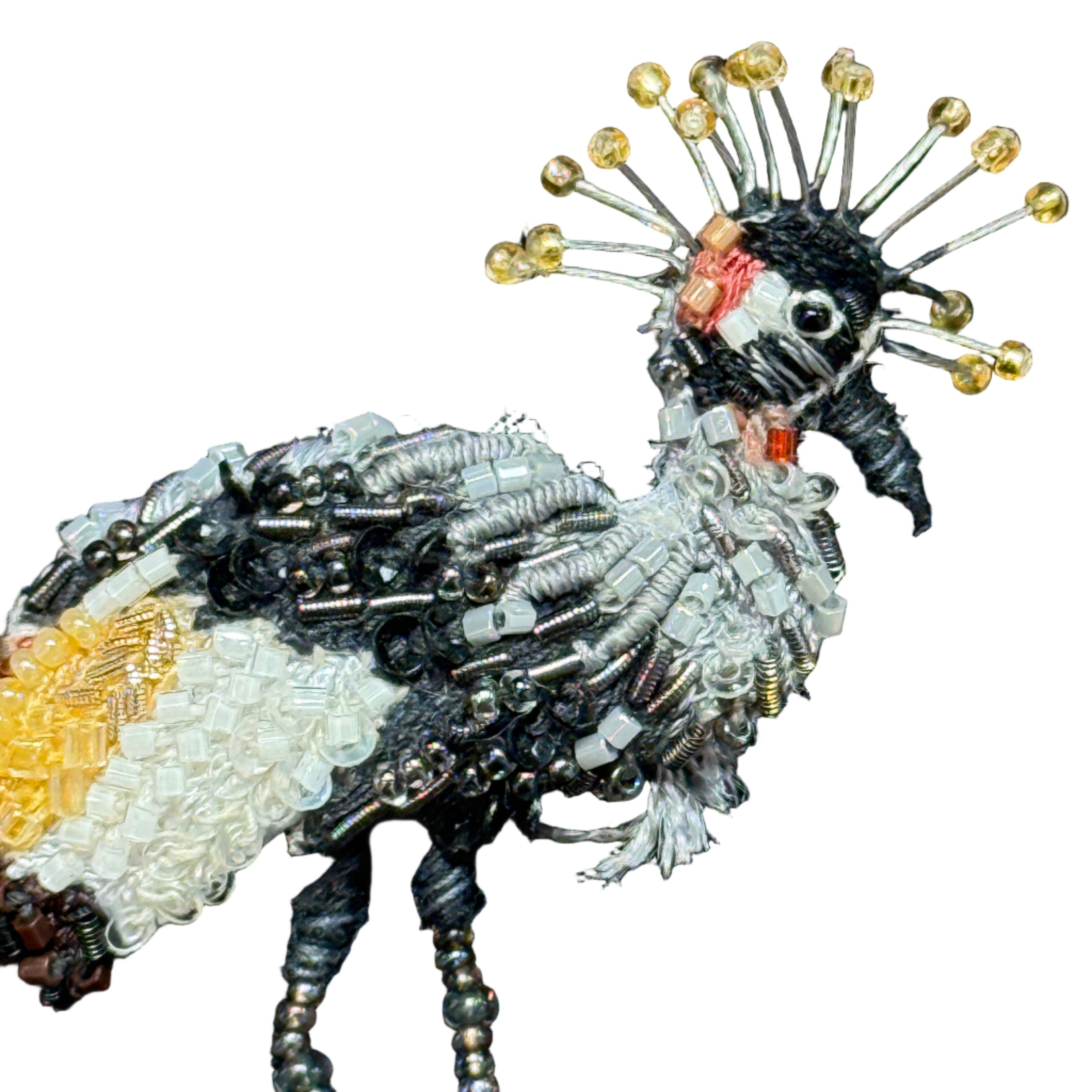 Embroidered Brooch - Crowned Crane India