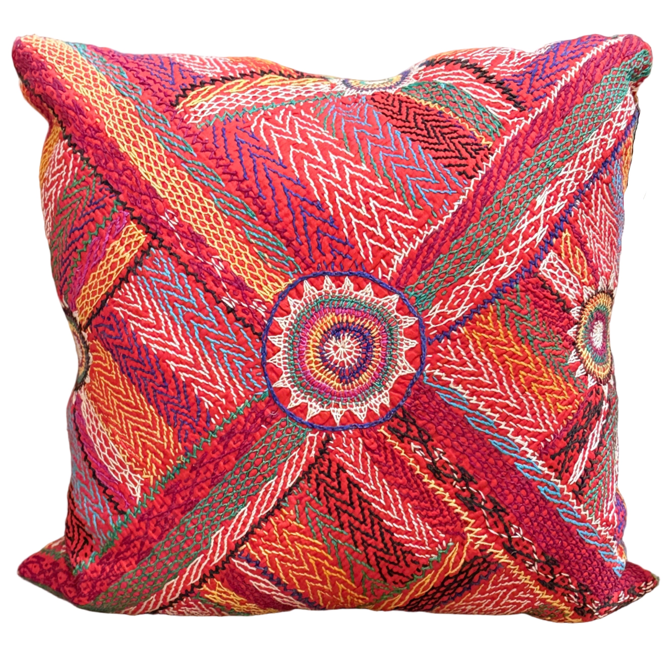 Hand Stitched Vintage Banjara Pillow India 18 x 18