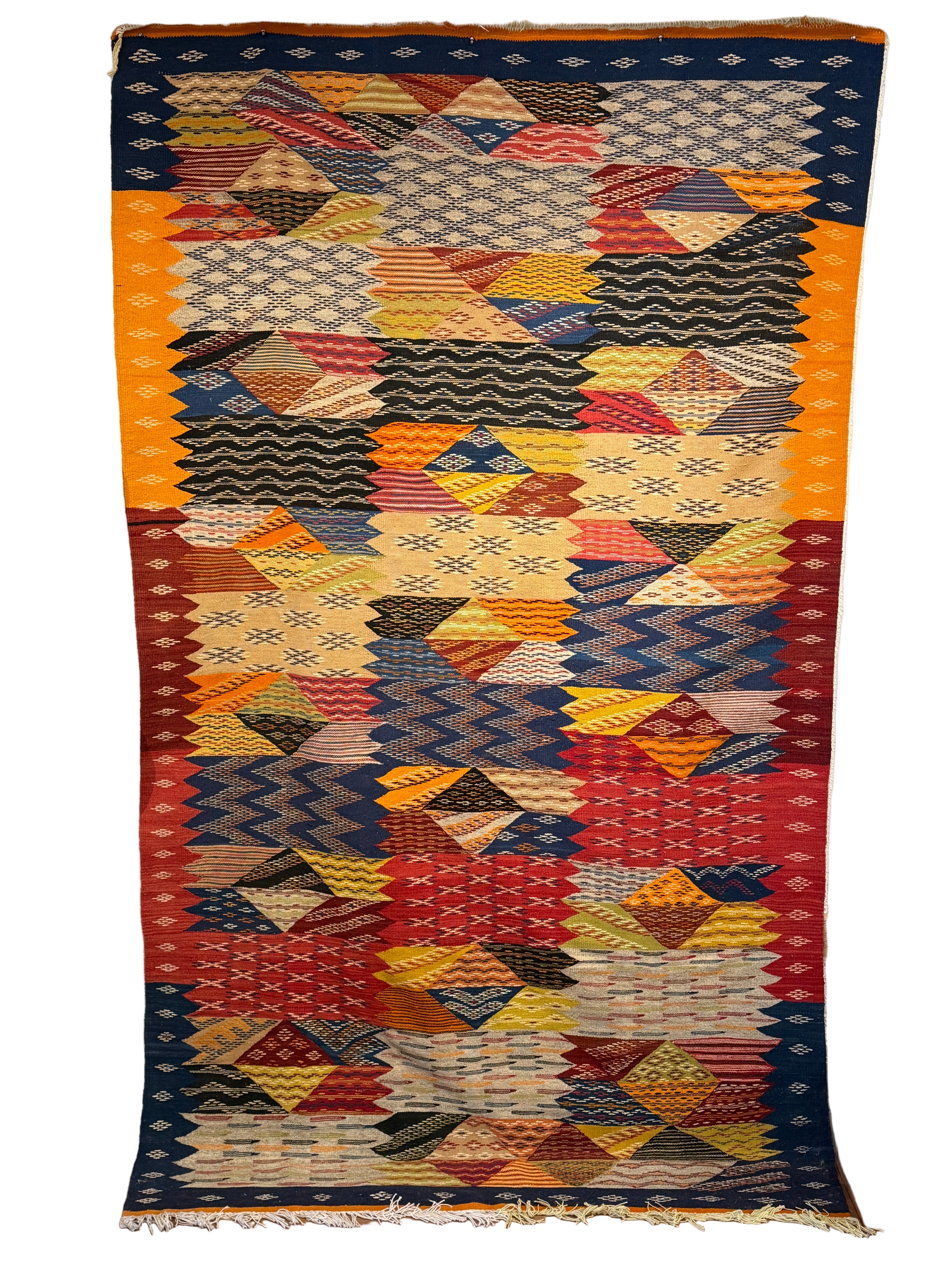 Handwoven Kharita Map Tapestry Wool Rug Morocco - Warm (57" x 100")