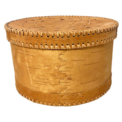 Handmade Birch Bark Large Round Box Siberia