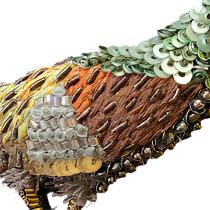 Handmade Embroidered Beaded India - Jungle Fowl (1.75"x 2.5")