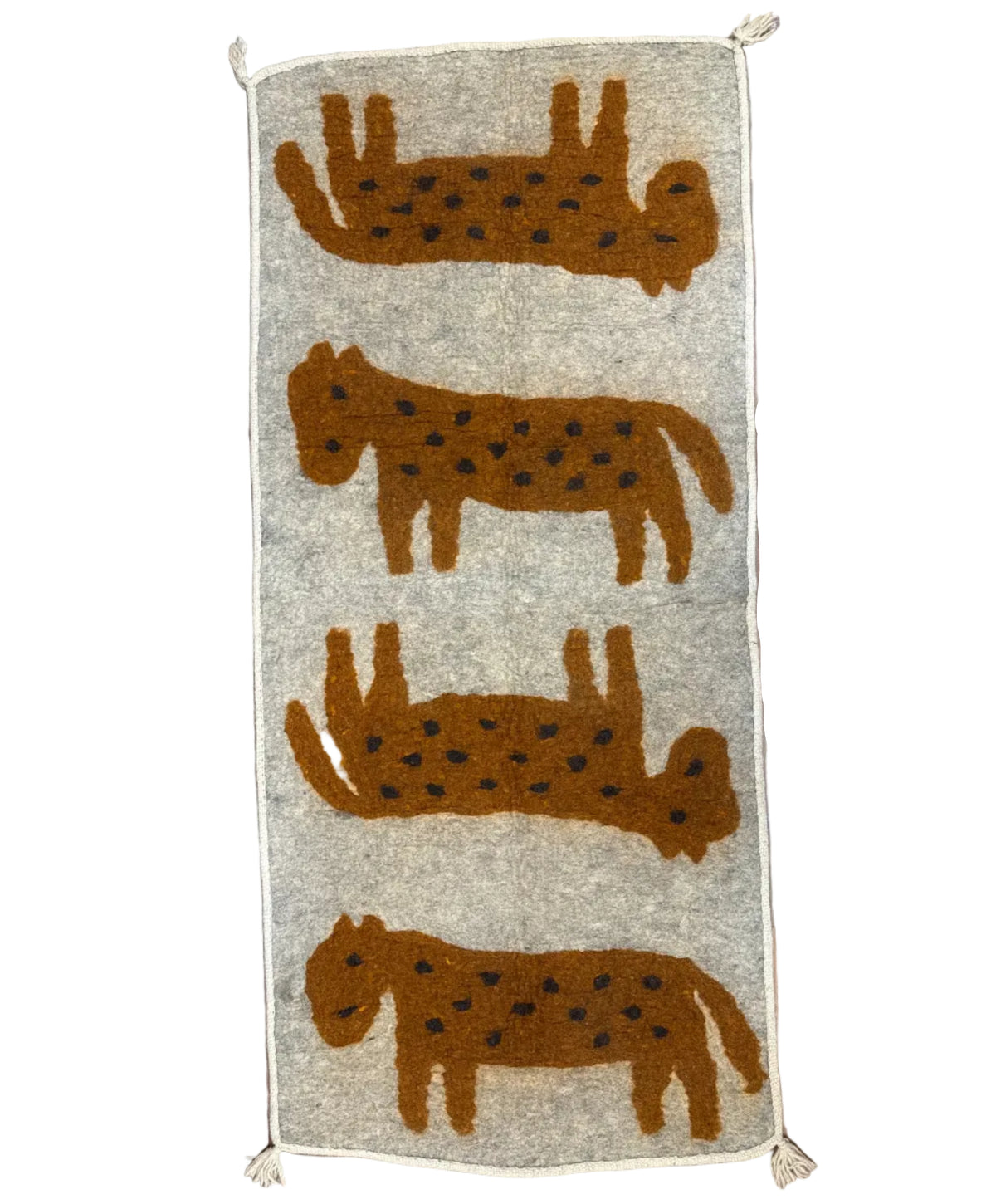 Handmade Wool Felt Pony Ochre Runner Afghanistan (30x72)